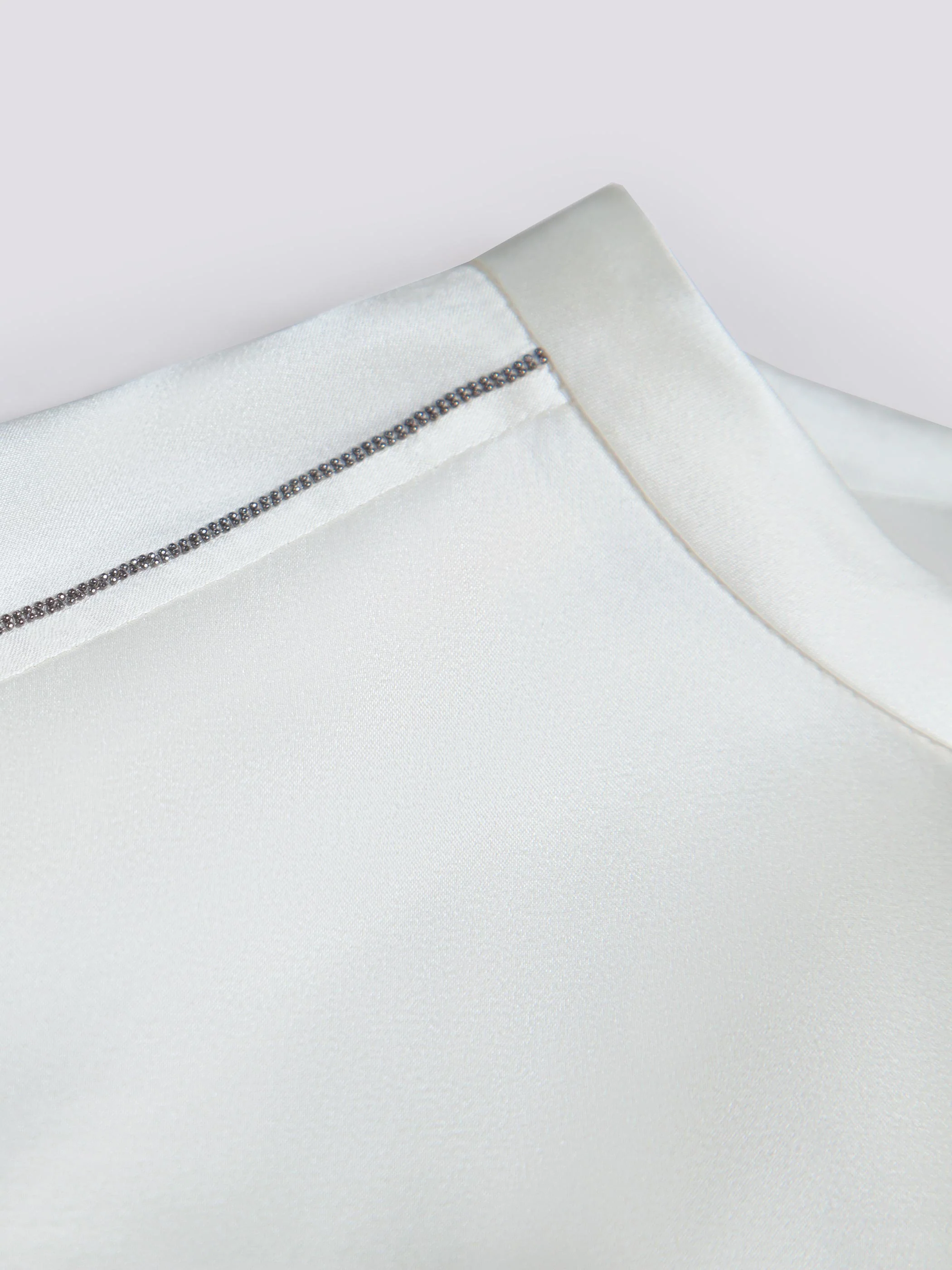 OPEN NECK CAP SLEEVE SILK BLOUSE W/ CHAIN DETAIL - Image 7