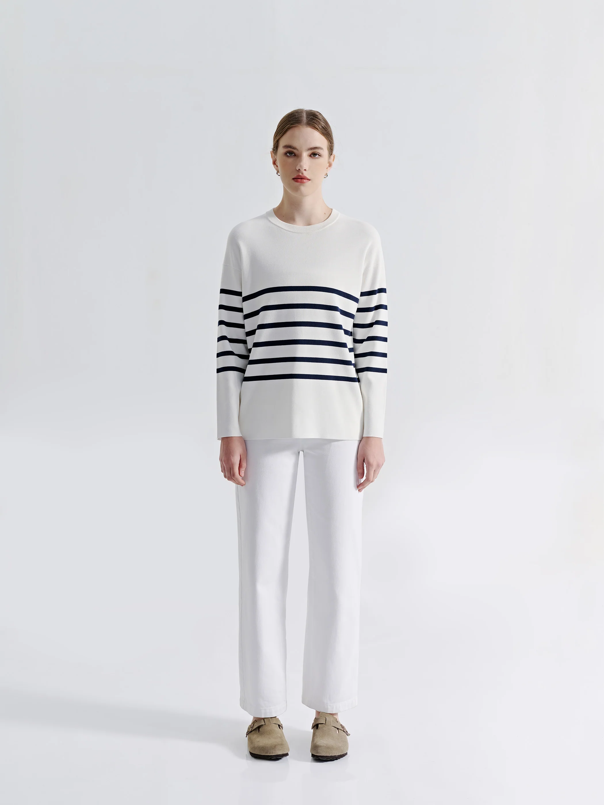OVERSIZED CREW NECK STRIPED SWEATER - Image 2