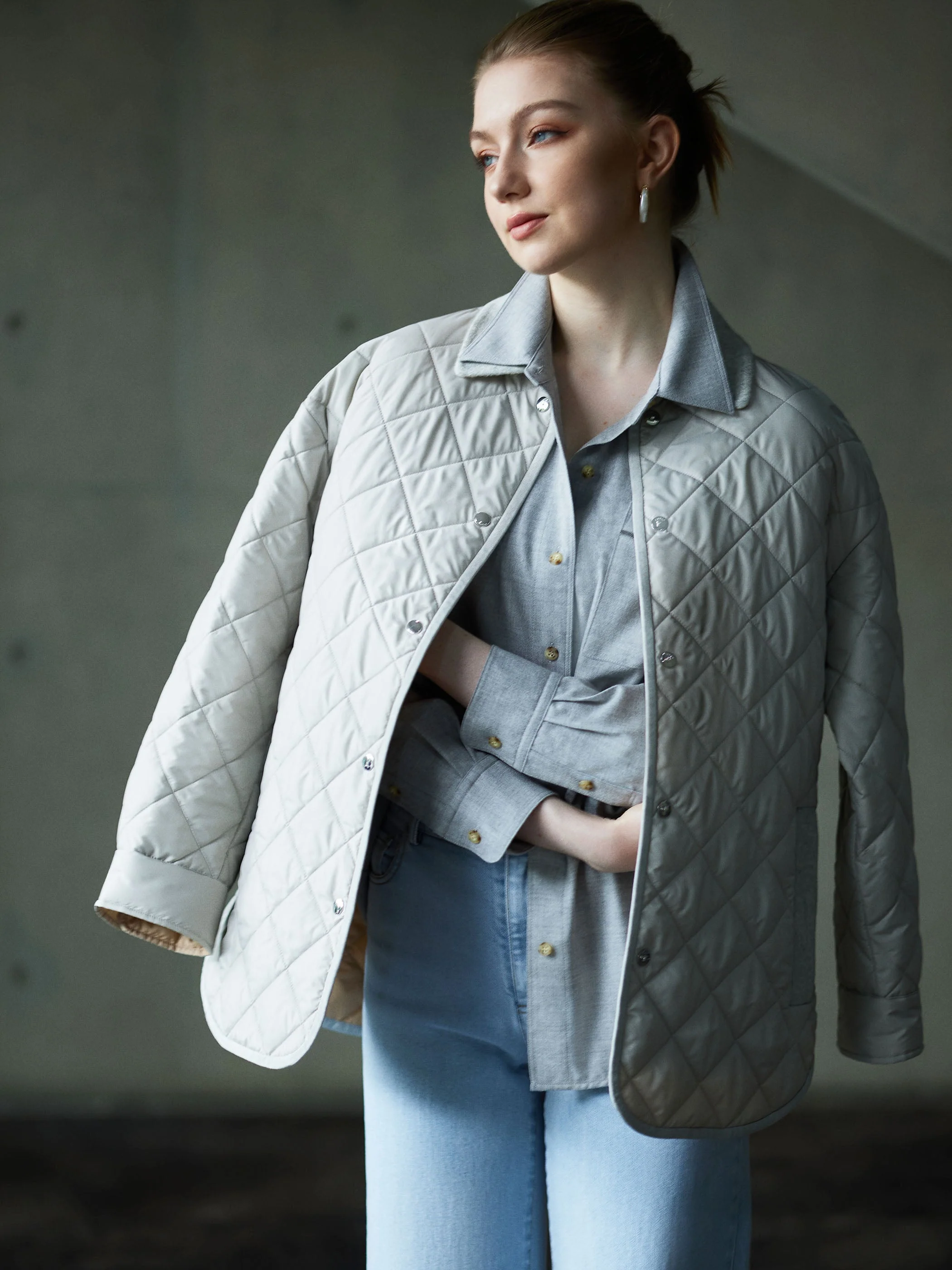 QUILTED LONG SLEEVE BUTTON DOWN JACKET - Image 12