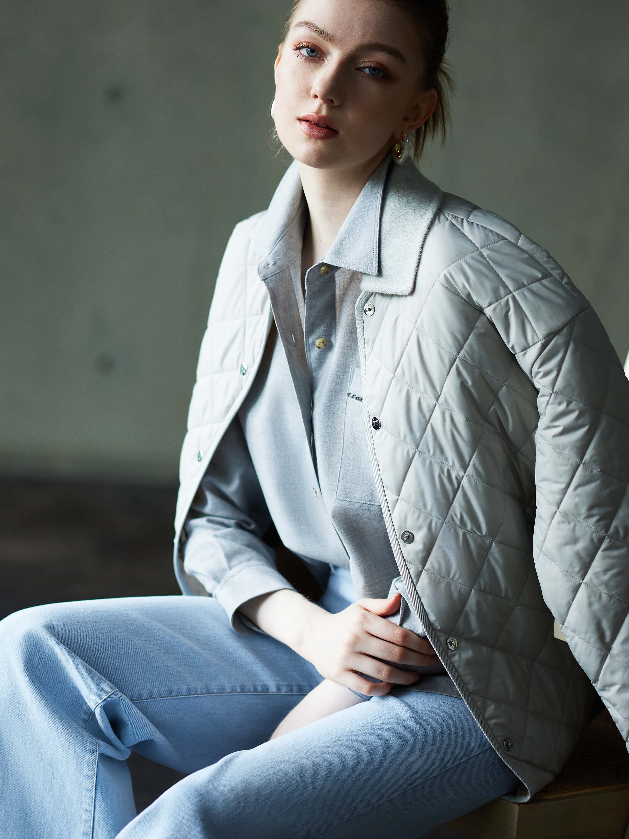 QUILTED LONG SLEEVE BUTTON DOWN JACKET - Image 9