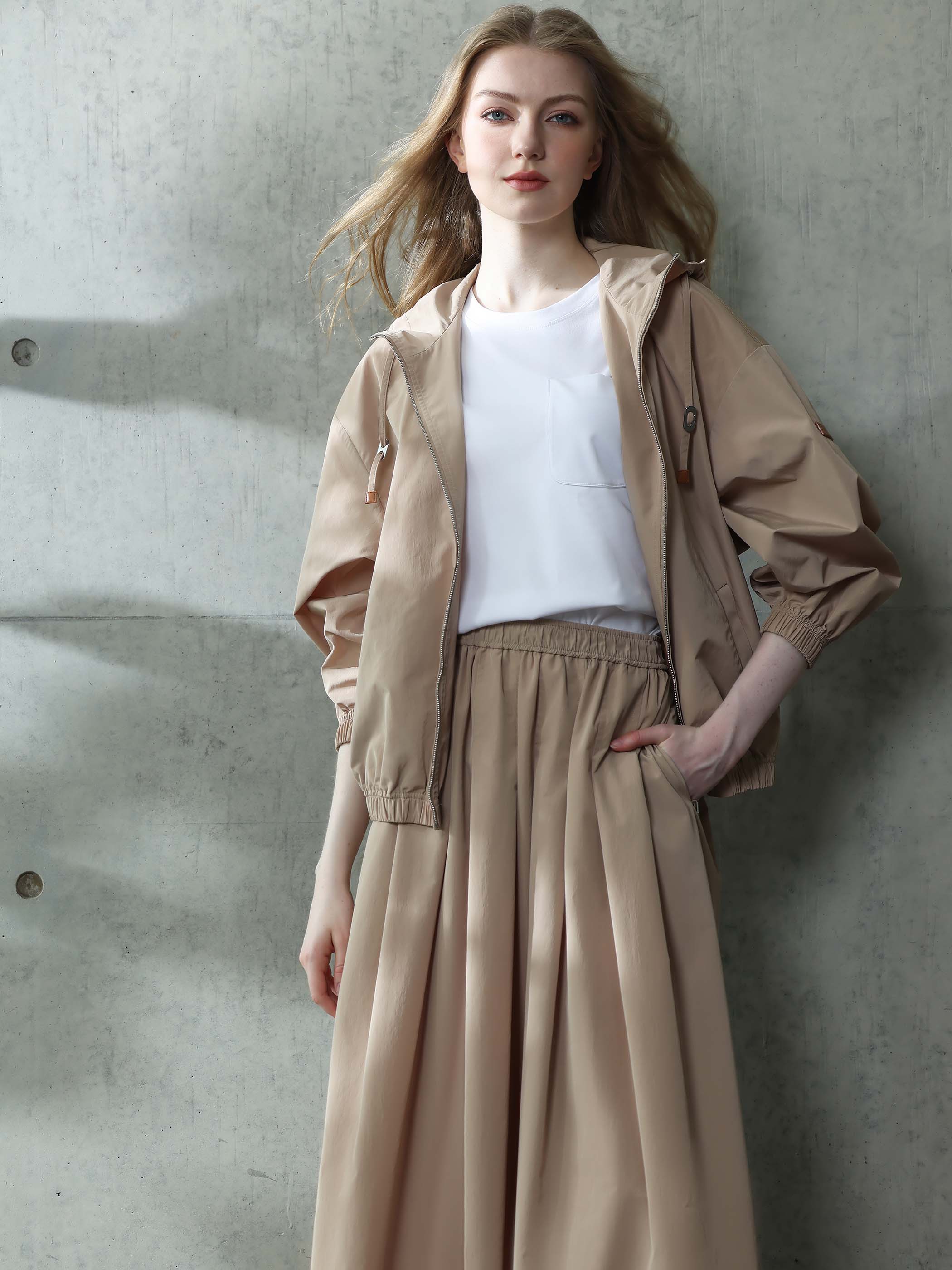 RELAXED DROPPED SHOULDER BOMBER JACKET W/ HOOD - Image 6