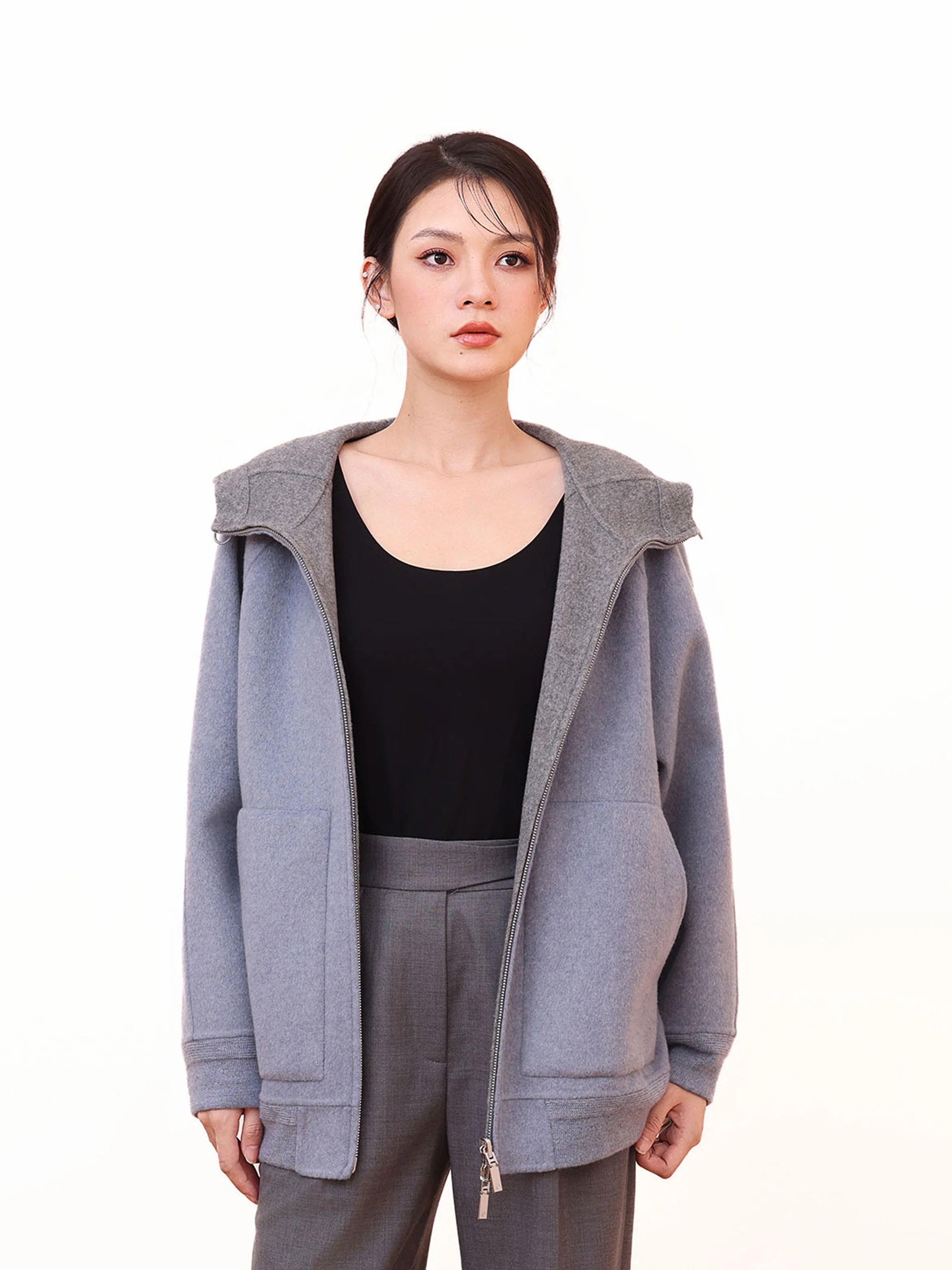 REVERSIBLE OVERSIZED JACKET W/ HOOD - Image 2