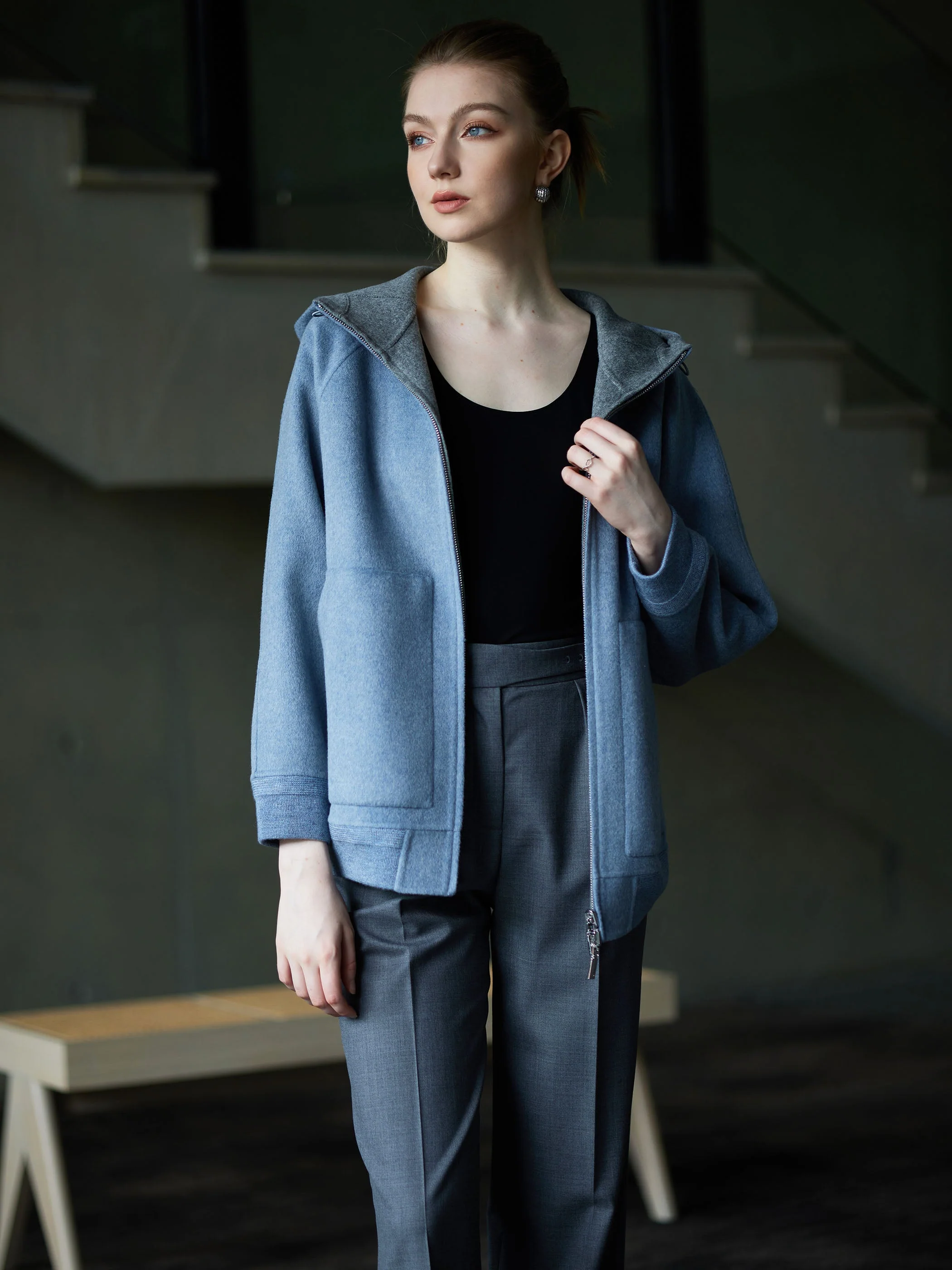 REVERSIBLE OVERSIZED JACKET W/ HOOD - Image 8