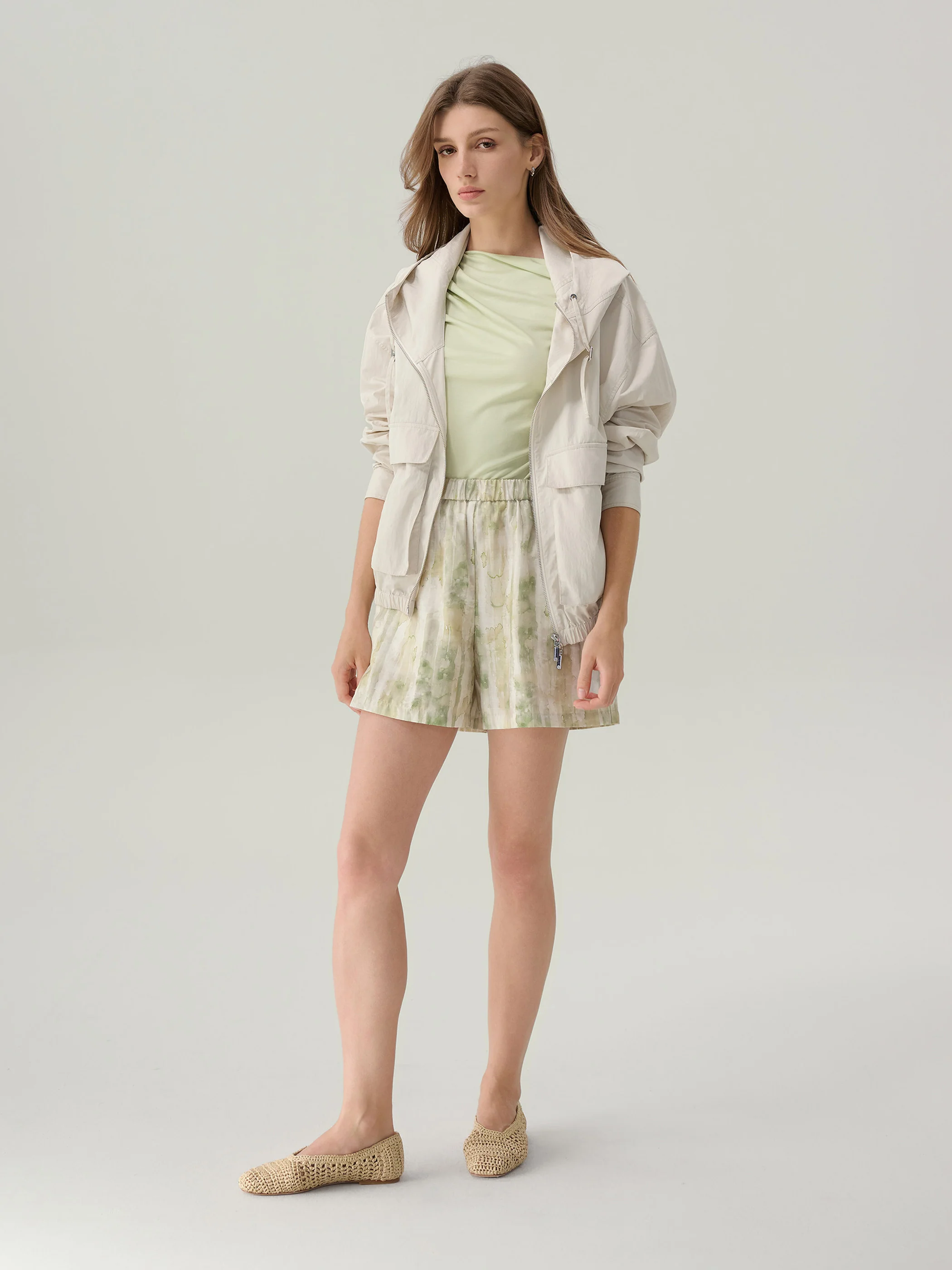 Riley Agave Green High Waisted Shorts - Image 4