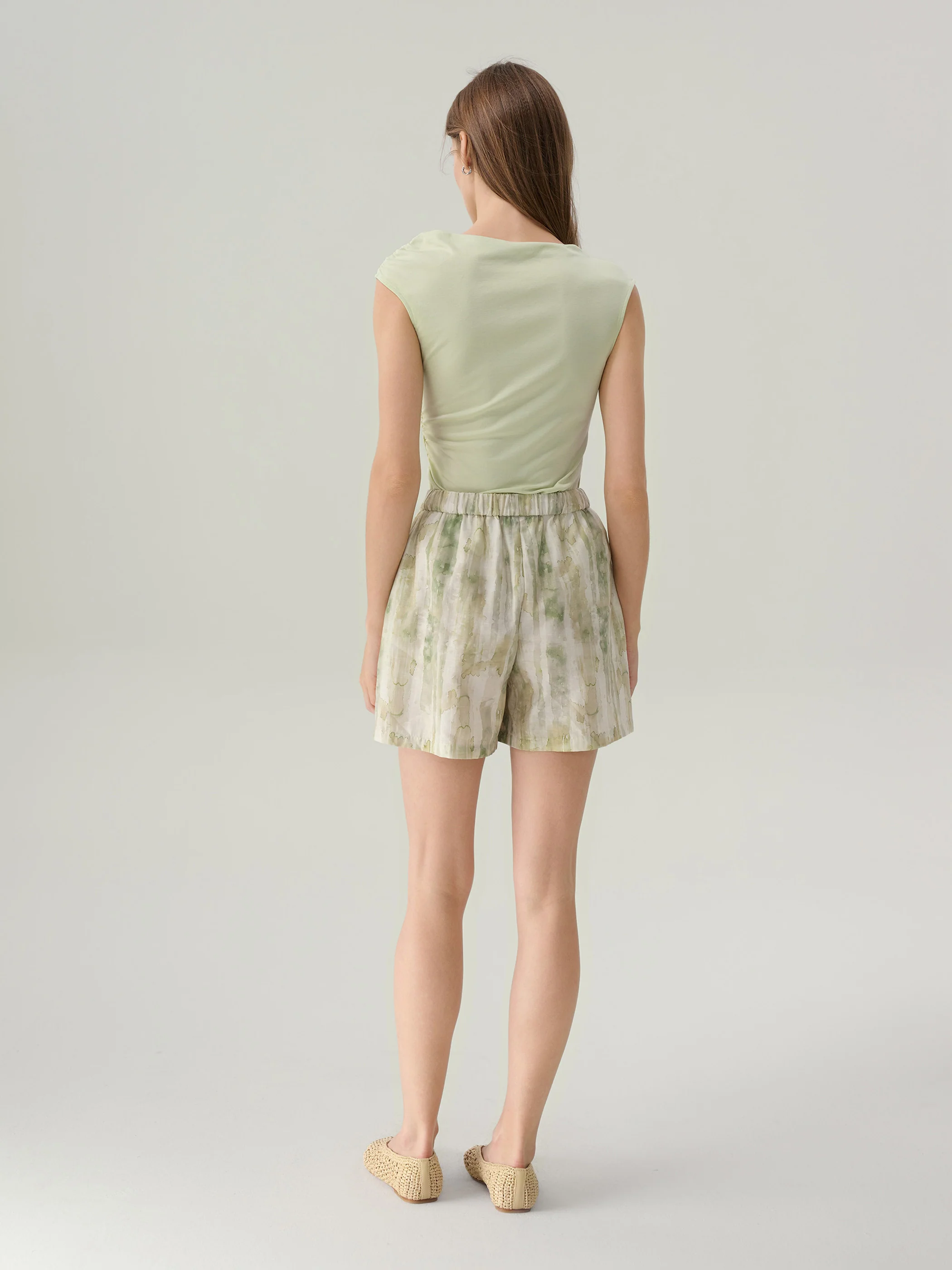 Riley Agave Green High Waisted Shorts - Image 5