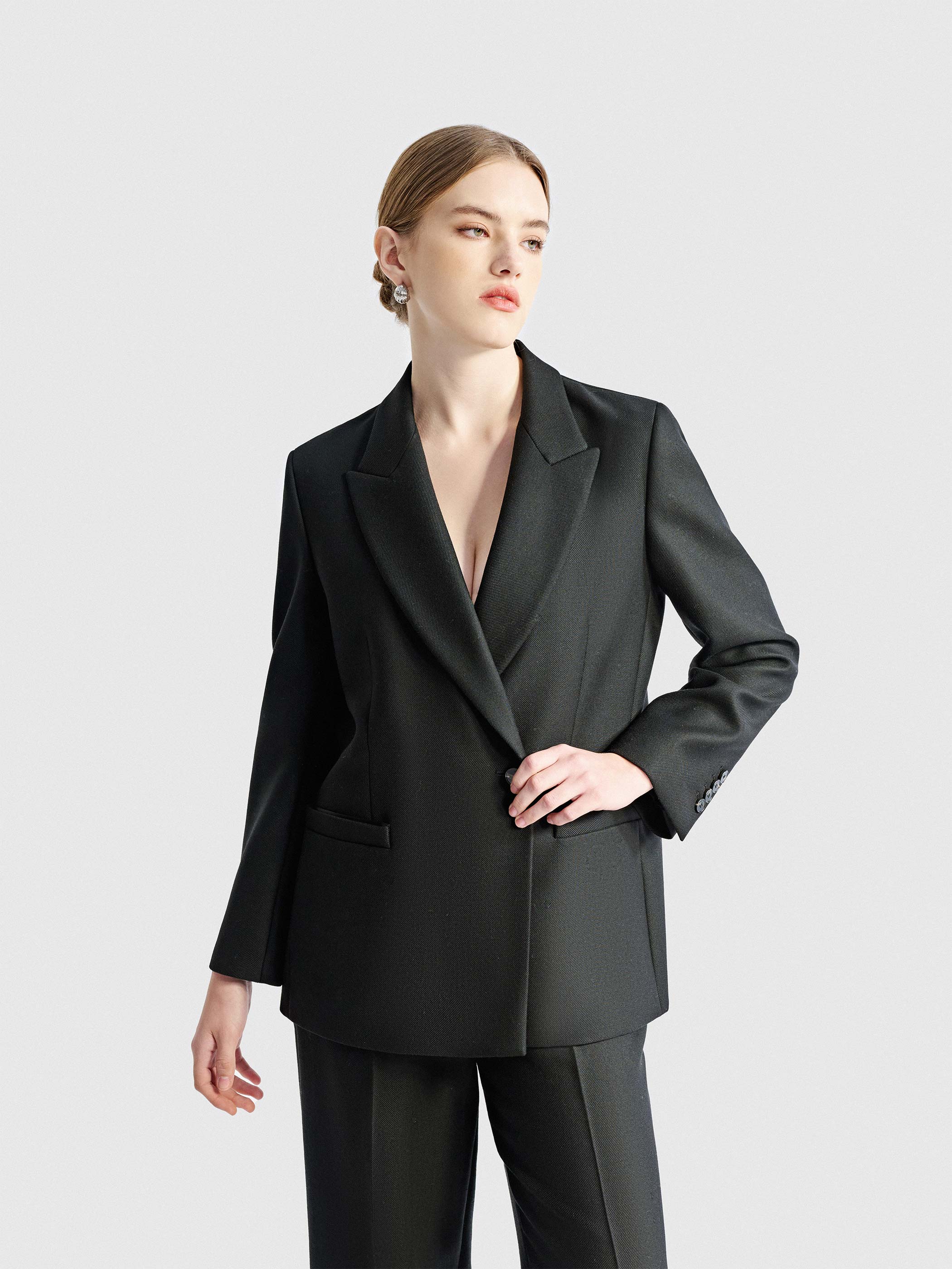 SERAPHINE TWILL WOOL STRAIGHT SUIT JACKET - Image 4