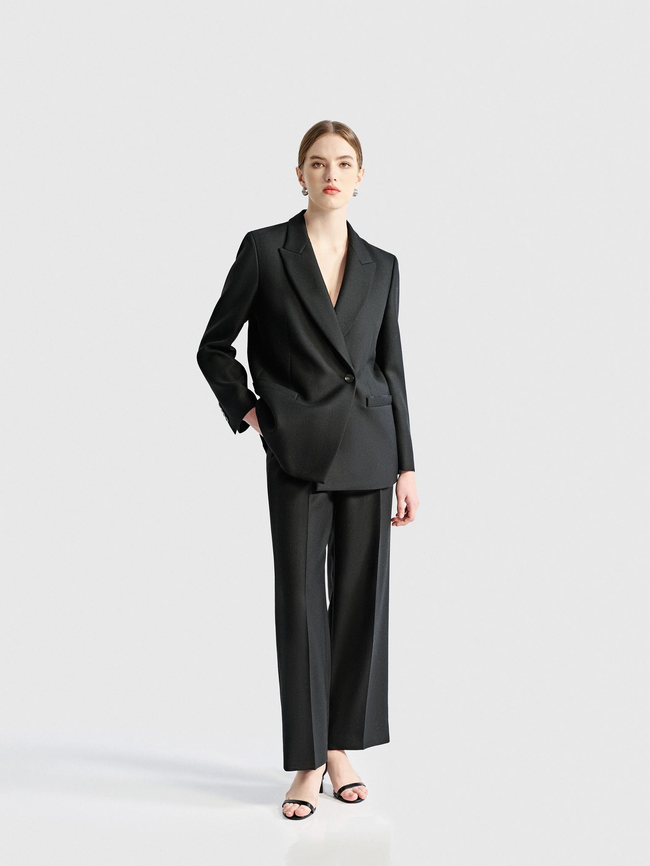 SERAPHINE TWILL WOOL STRAIGHT SUIT JACKET - Image 5