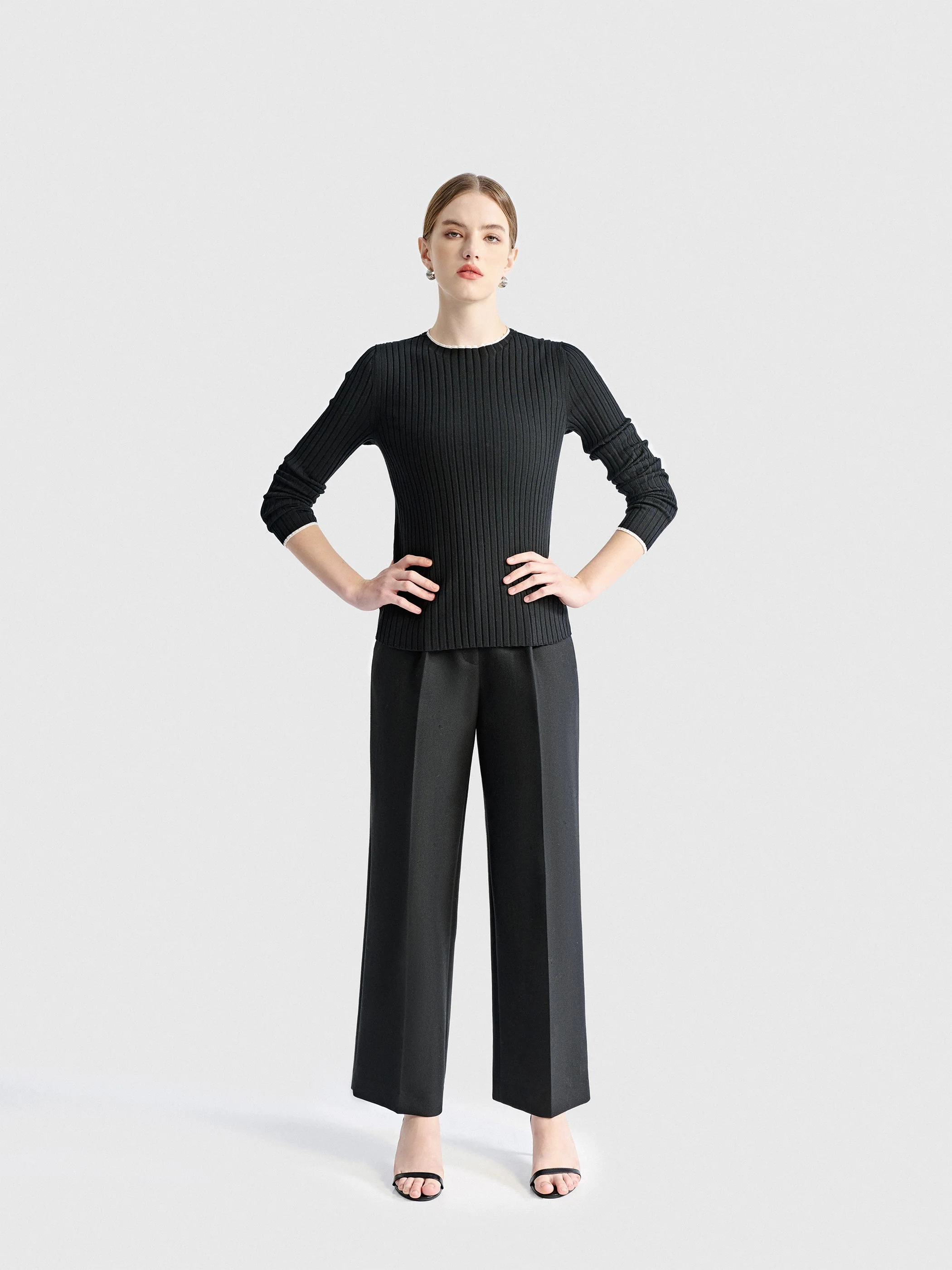 SERAPHINE TWILL WOOL STRAIGHT SUIT PANTS - Image 3