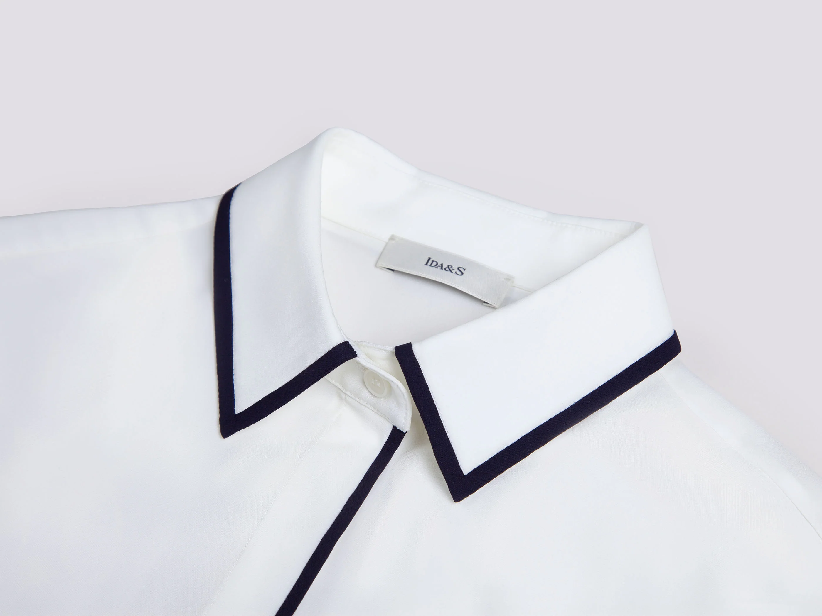 SHORT SLEEVE SILK BLOUSE WITH PIPING DETAILS - Image 7