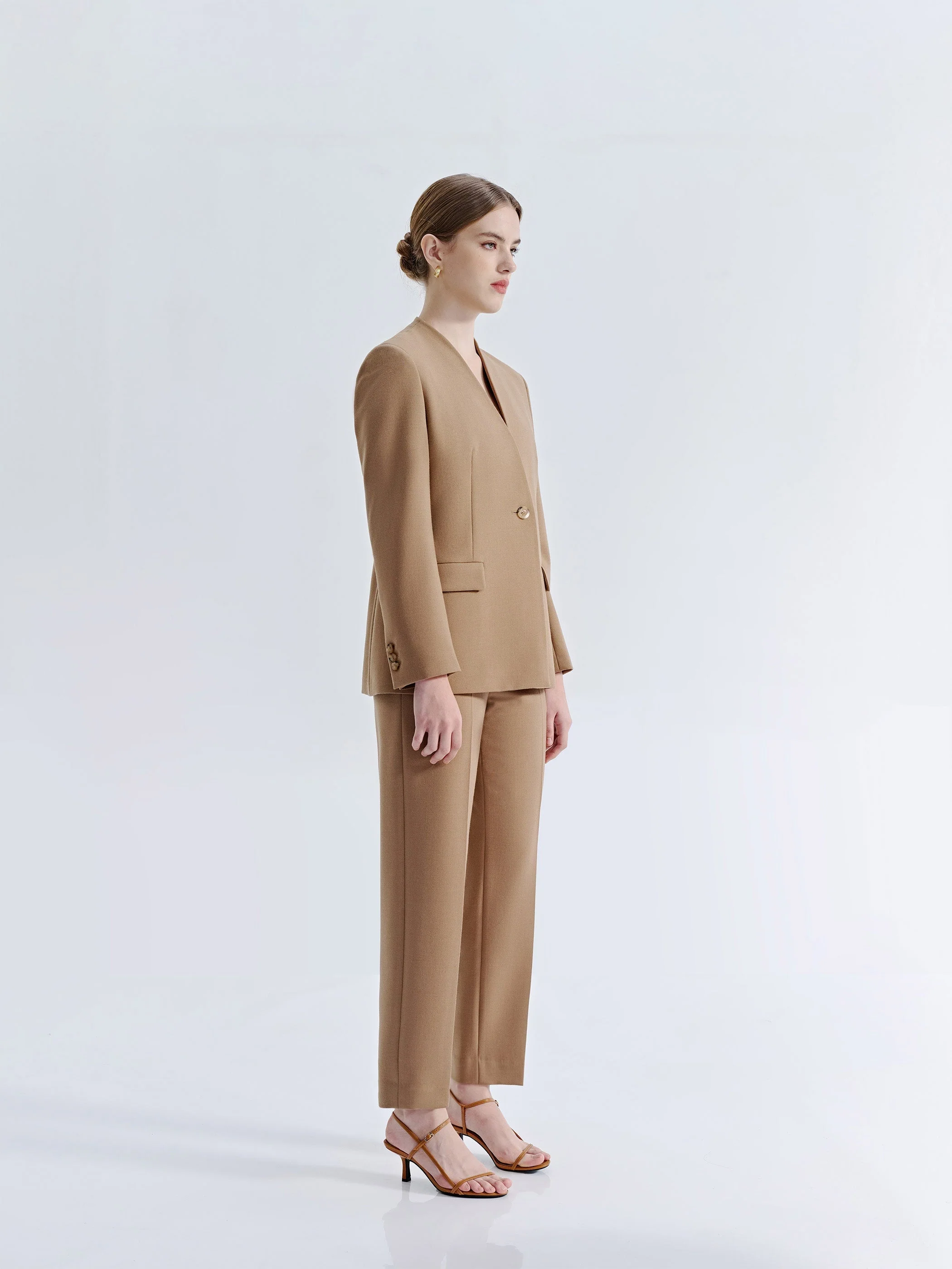 SIENNA WOOL COLLARLESS SUIT JACKET - Image 10
