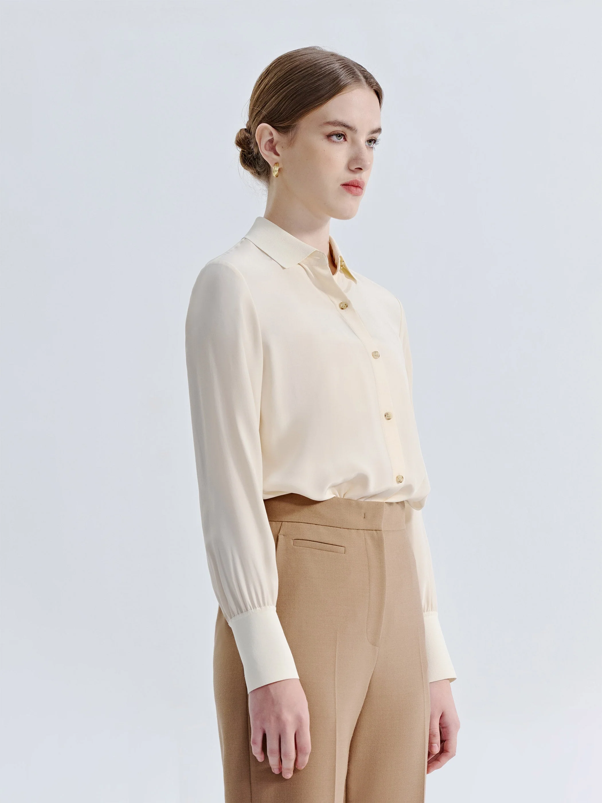 GOLDIE SILK BLOUSE WITH ELASTIC SLEEVE DETAIL - Image 4