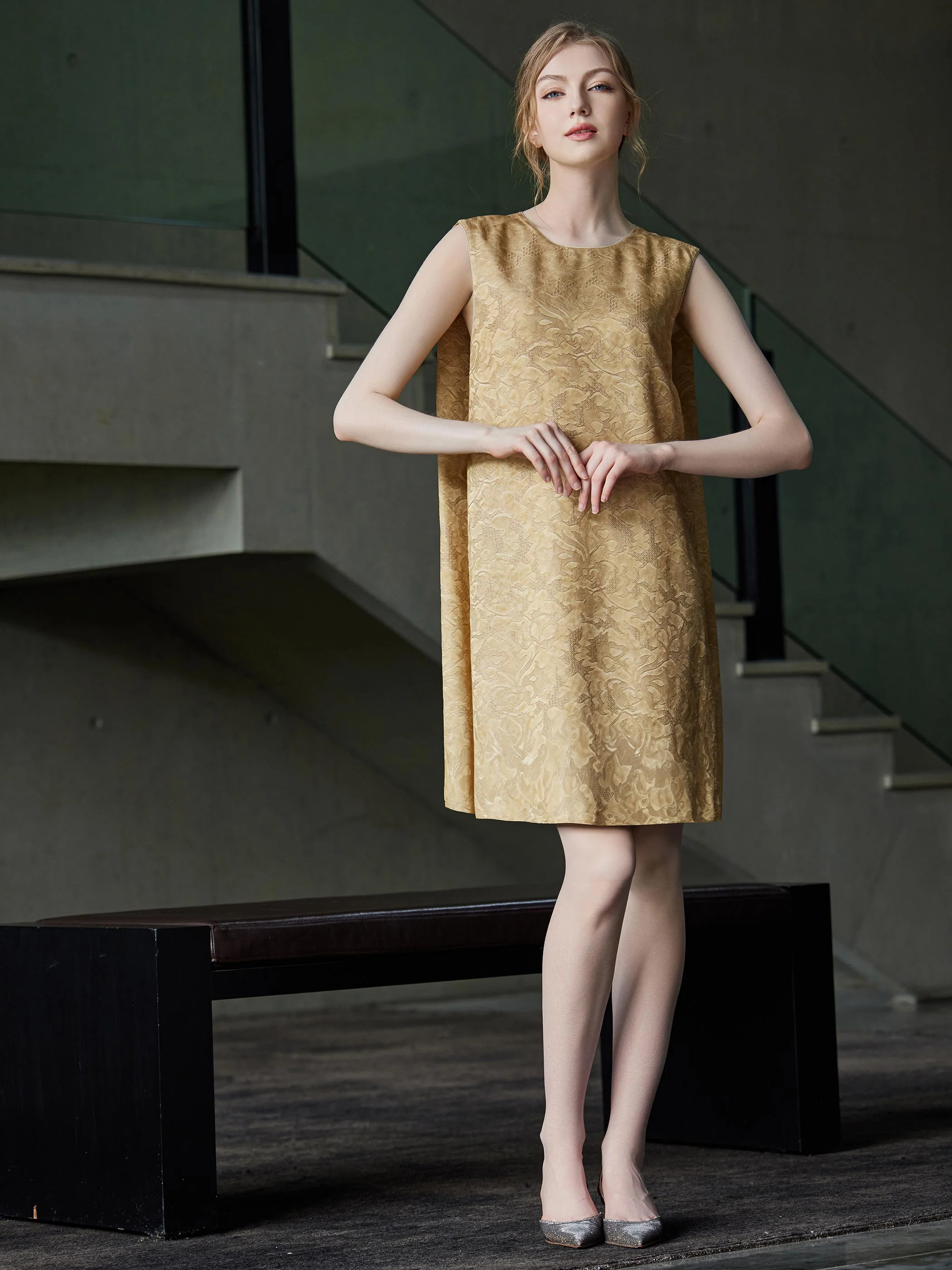 SILK JACQUARD FABRIC DRESS
