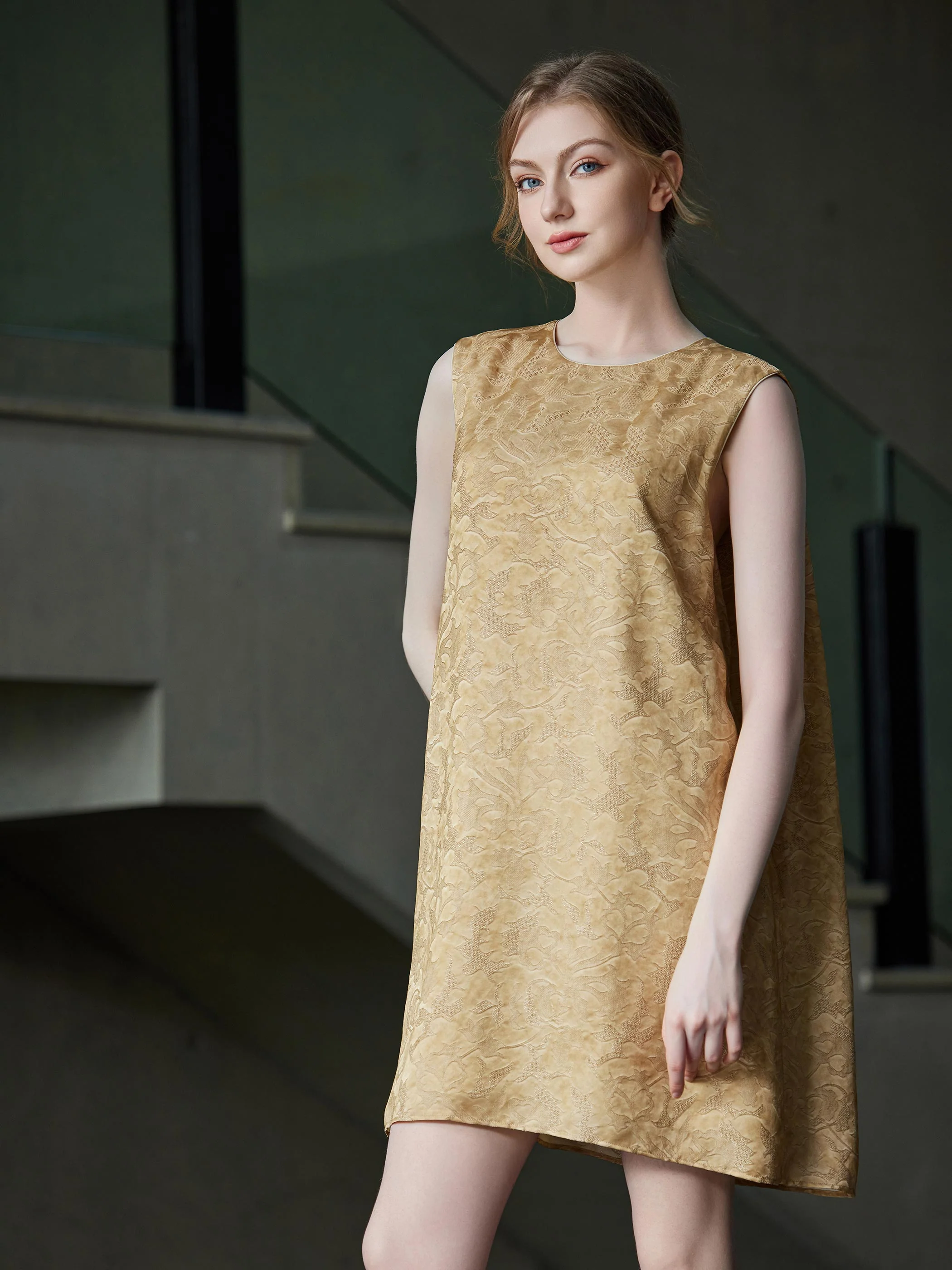 SILK JACQUARD FABRIC DRESS - Image 2