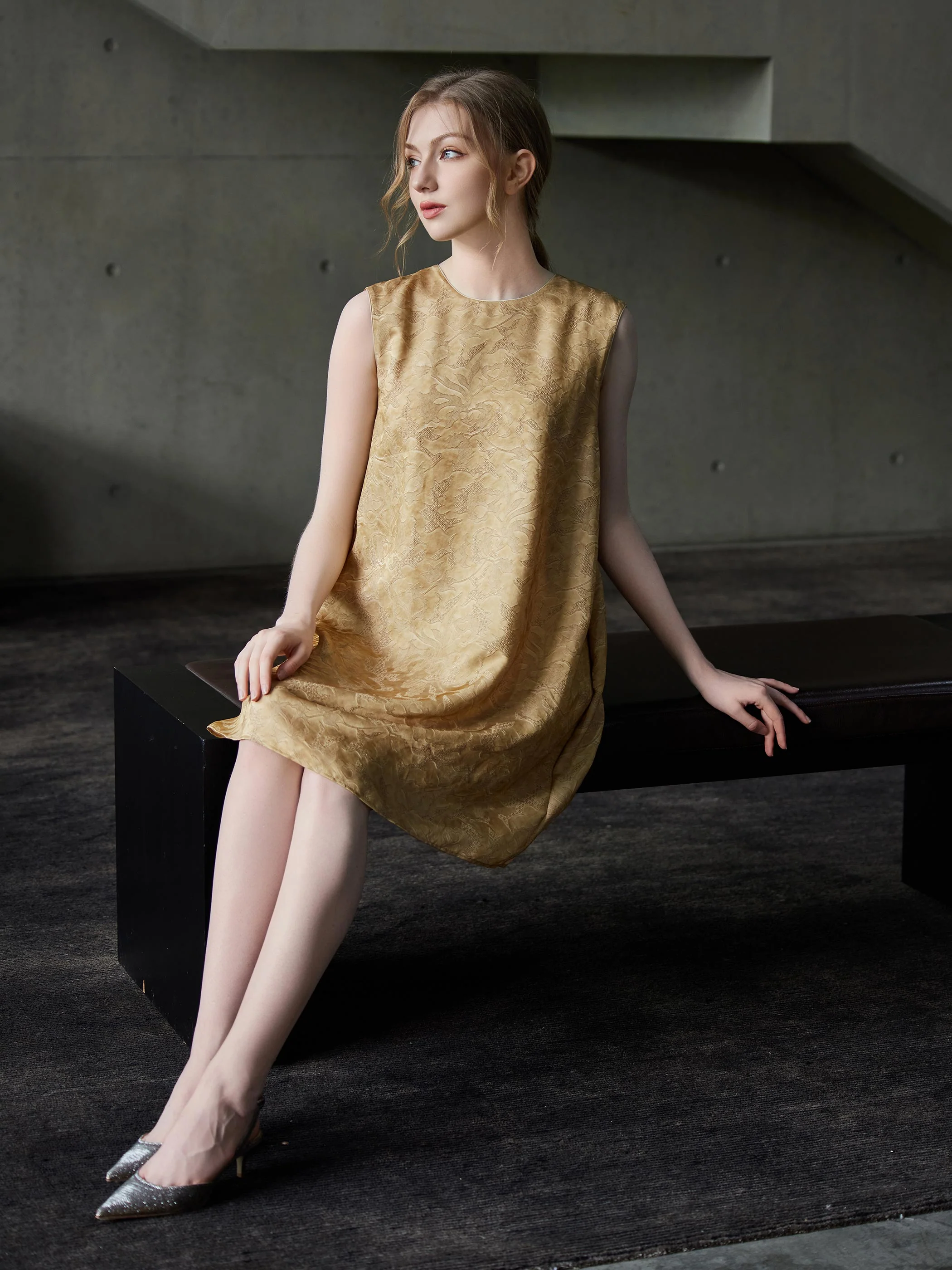SILK JACQUARD FABRIC DRESS - Image 3