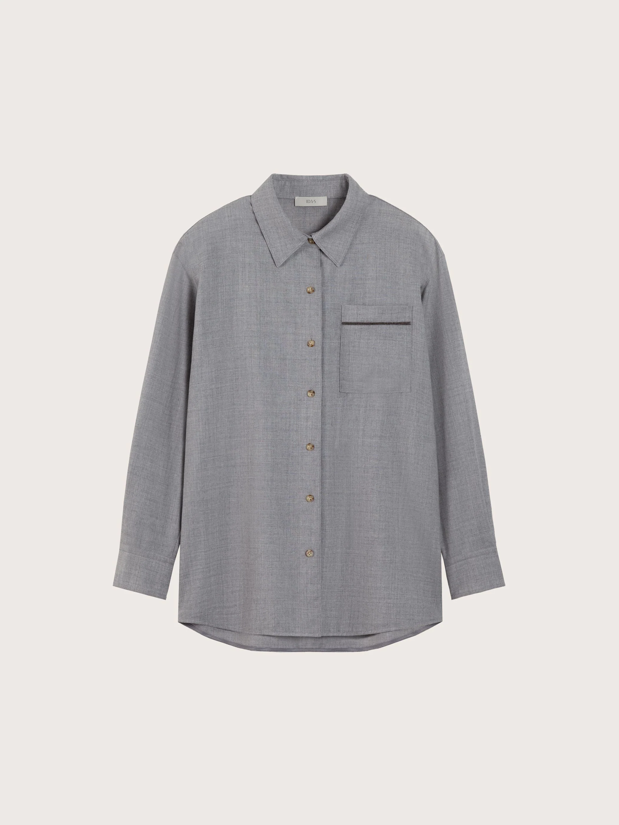 SKY WOOL LONG SLEEVE BUTTON DOWN BLOUSE - Image 7