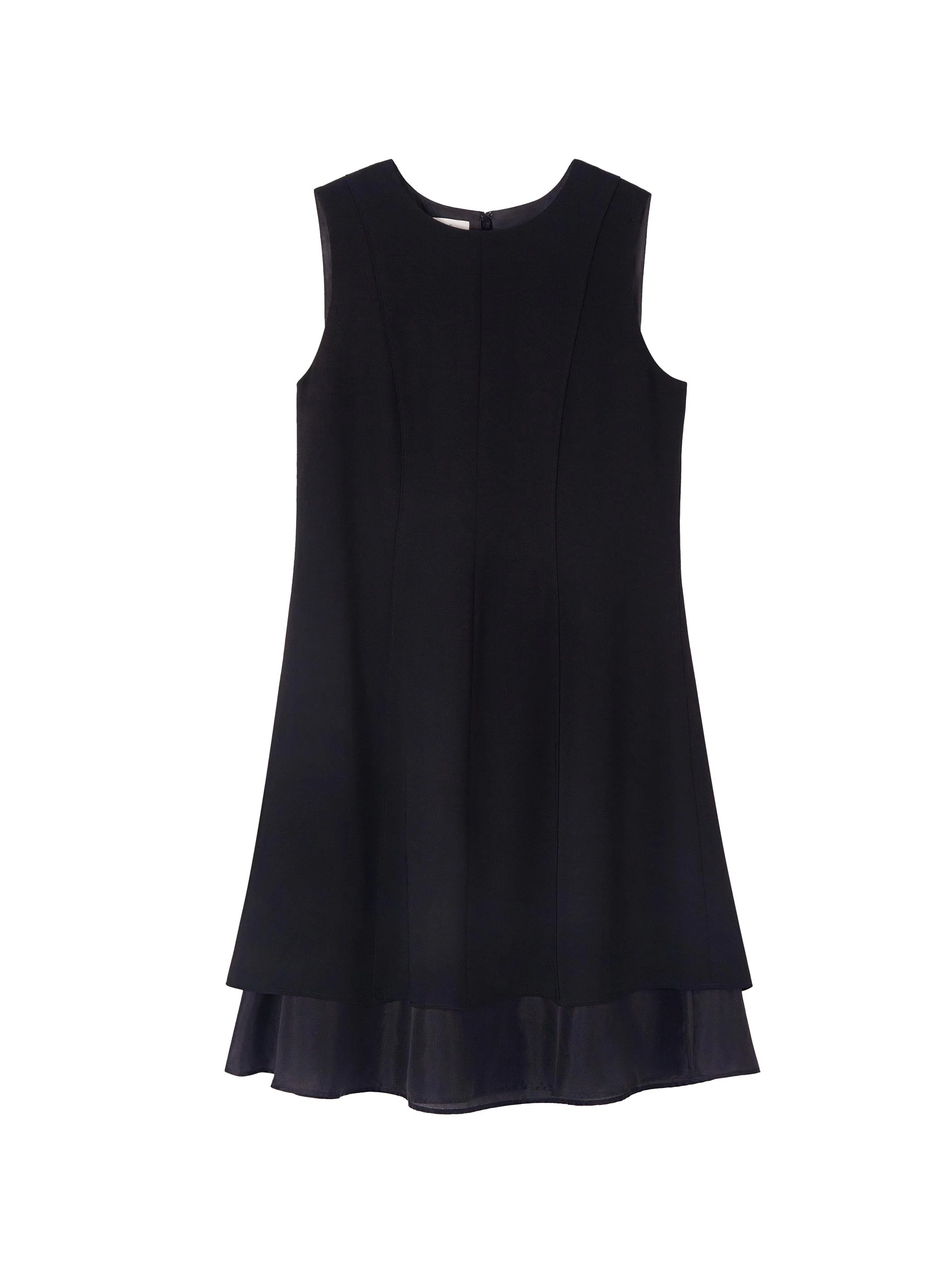 SLEEVELESS KNEE LENGTH BLACK DRESS W/ DOUBLE CHIFFON LAYER - Image 5