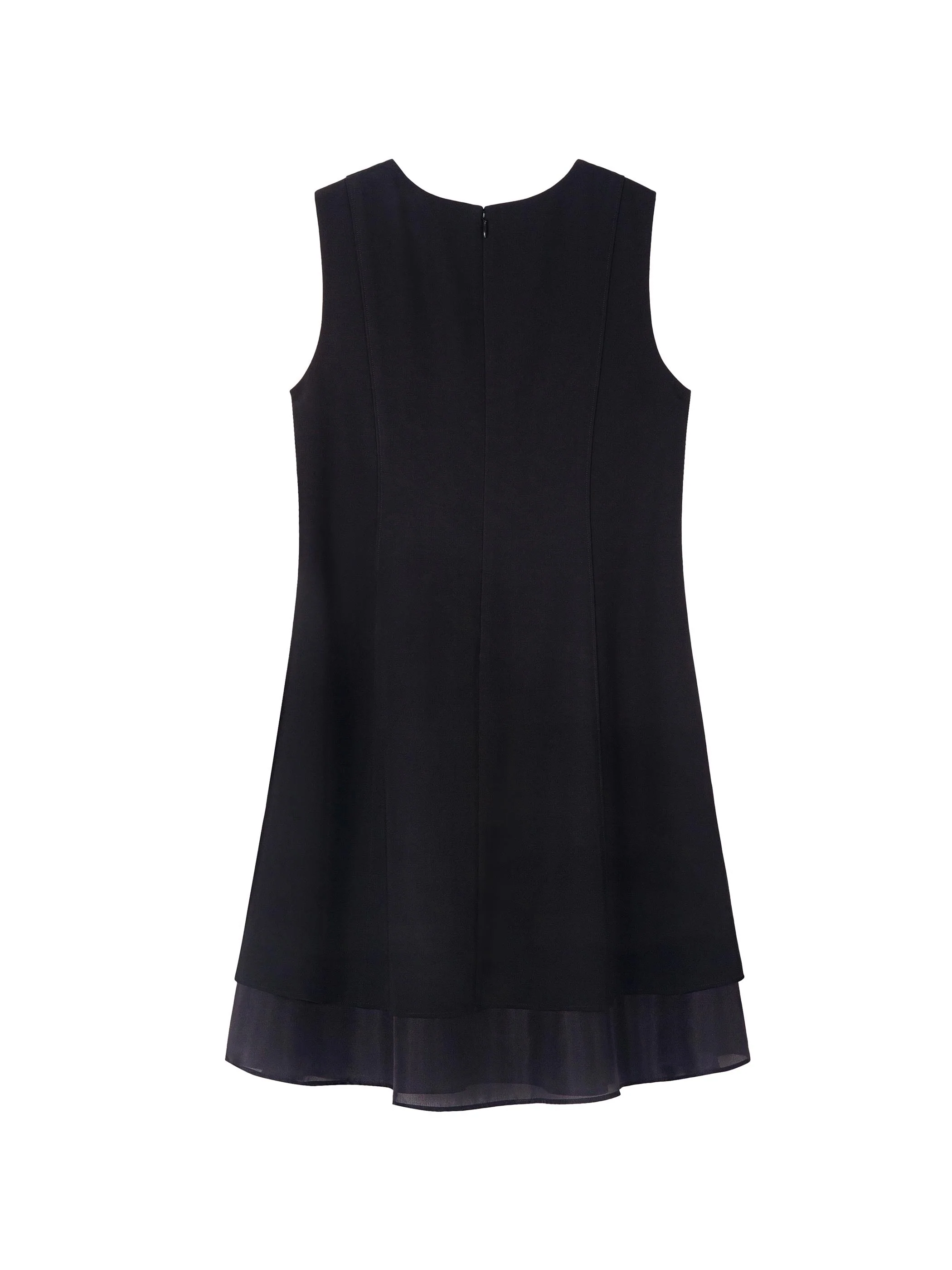 SLEEVELESS KNEE LENGTH BLACK DRESS W/ DOUBLE CHIFFON LAYER - Image 6