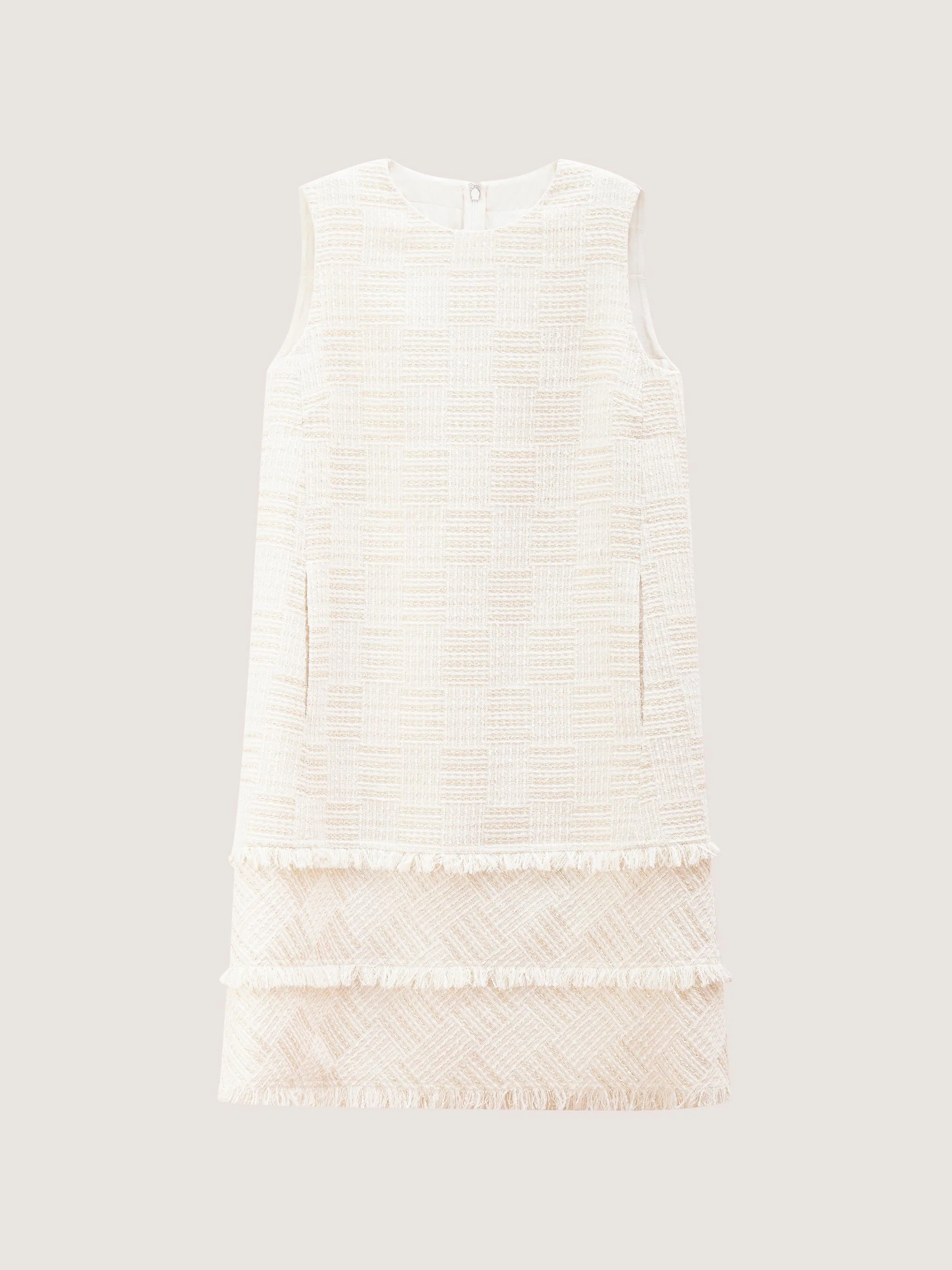 SLEEVELESS TWEED DRESS WITH FRINGE DETAIL - Image 7