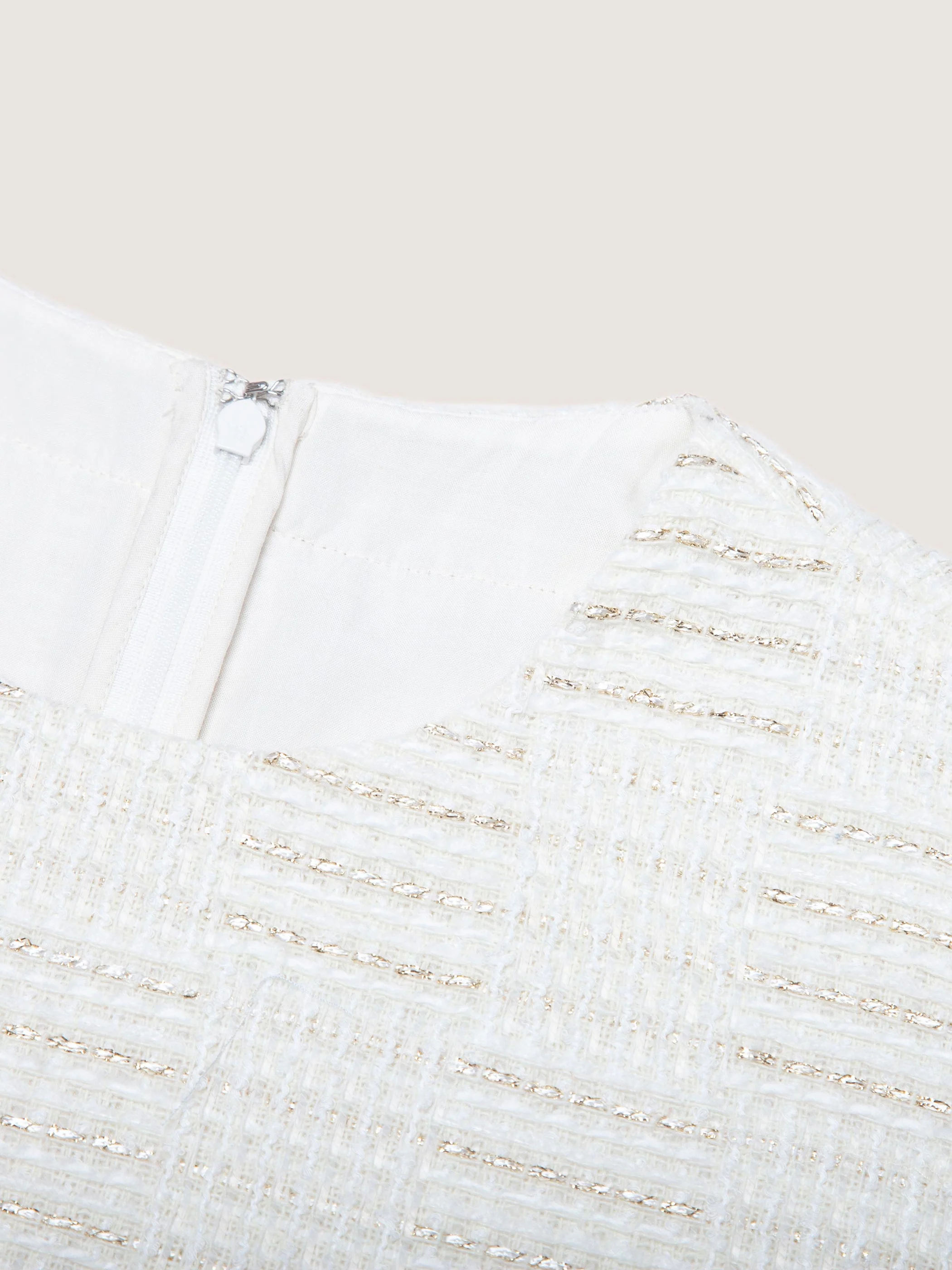 SLEEVELESS TWEED DRESS WITH FRINGE DETAIL - Image 9