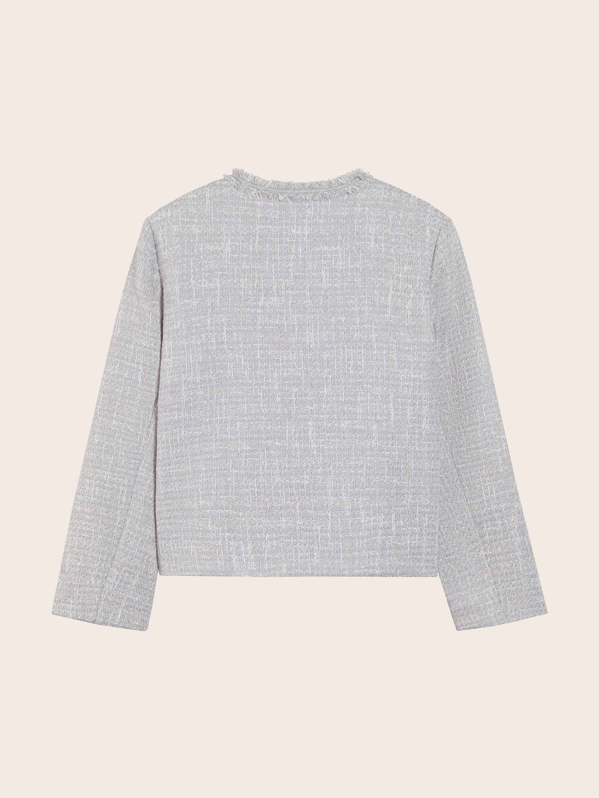 SYLVIA COLLARLESS DOUBLE POCKETS TWEED JACKET - Image 8