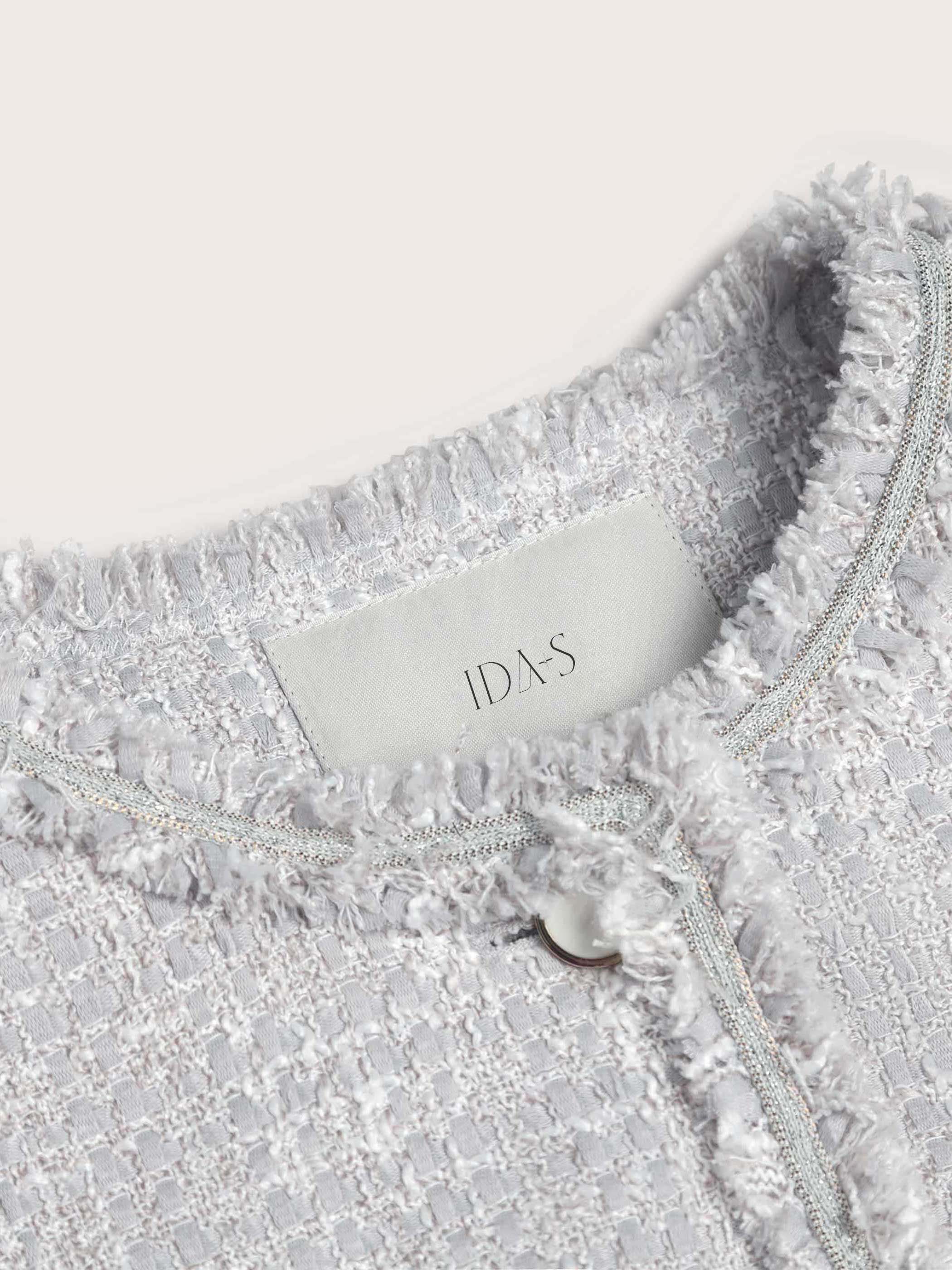 SYLVIA COLLARLESS DOUBLE POCKETS TWEED JACKET - Image 9