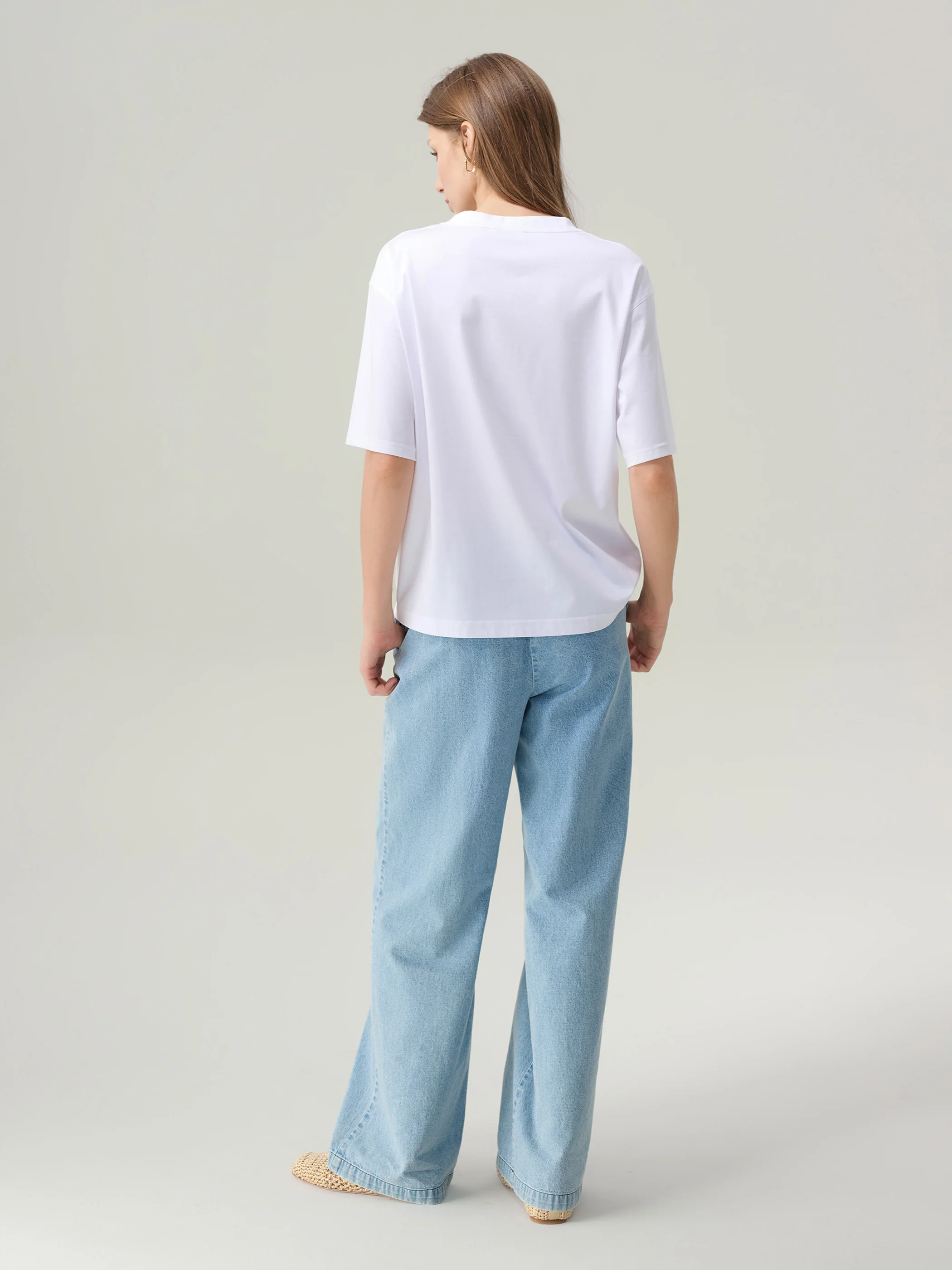 Sylvia Cotton/Silk White T-Shirt - Image 3