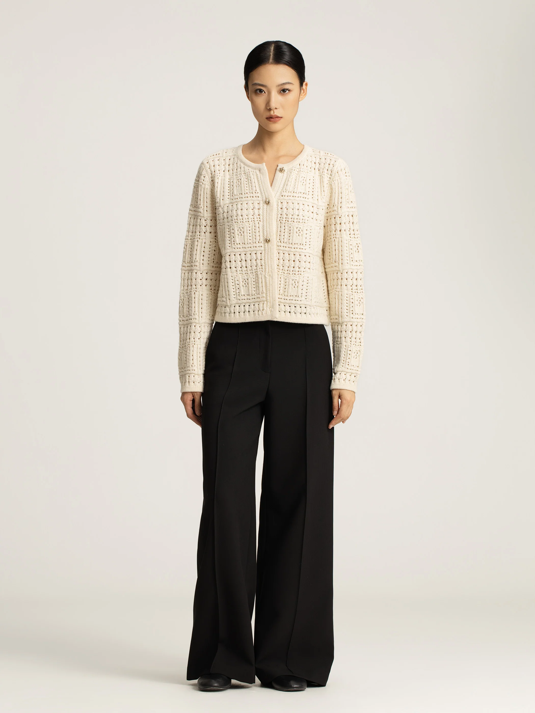 Thea Wool/Cashmere Crochet Cardigan - Image 2