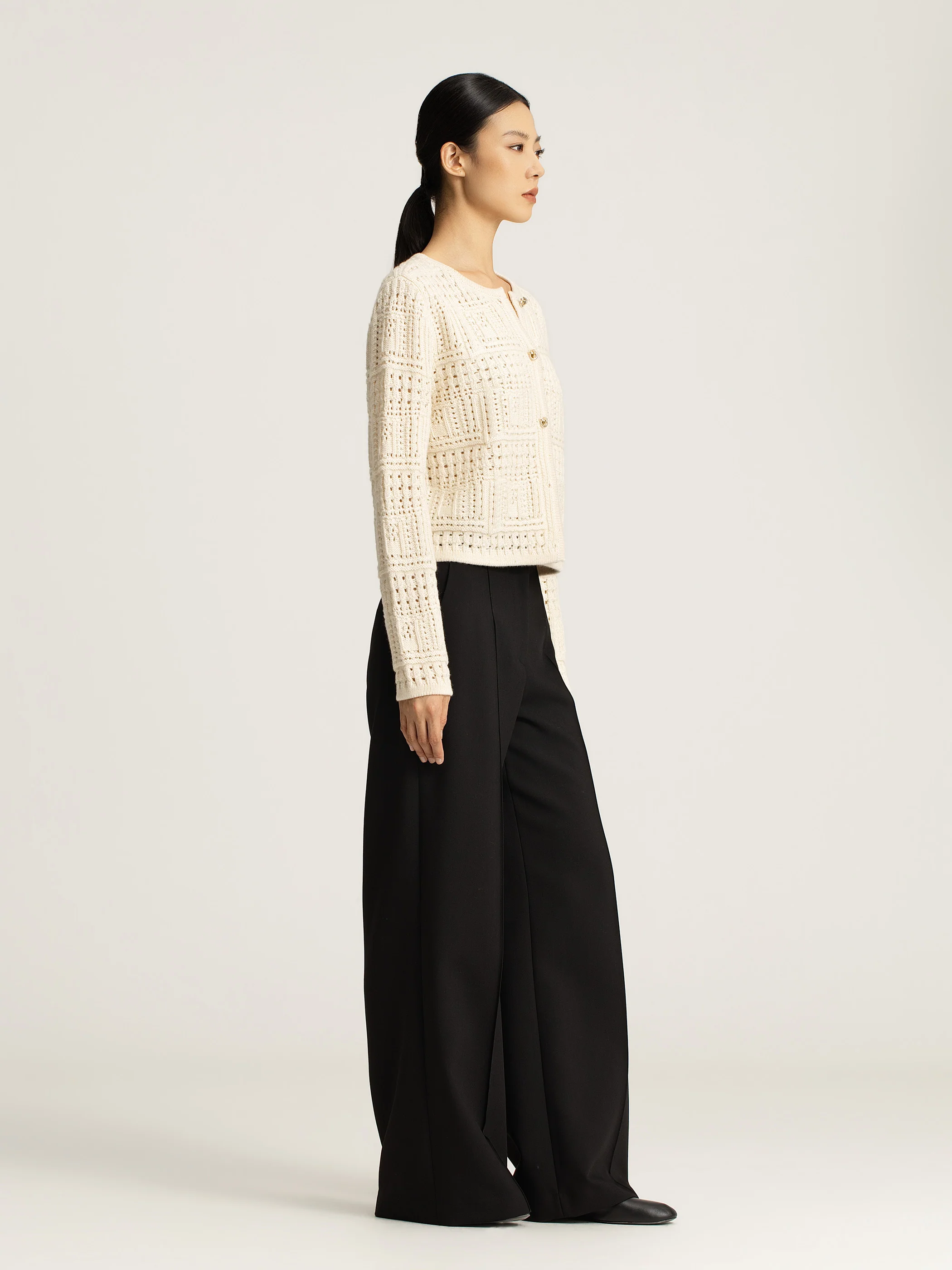 Thea Wool/Cashmere Crochet Cardigan - Image 3