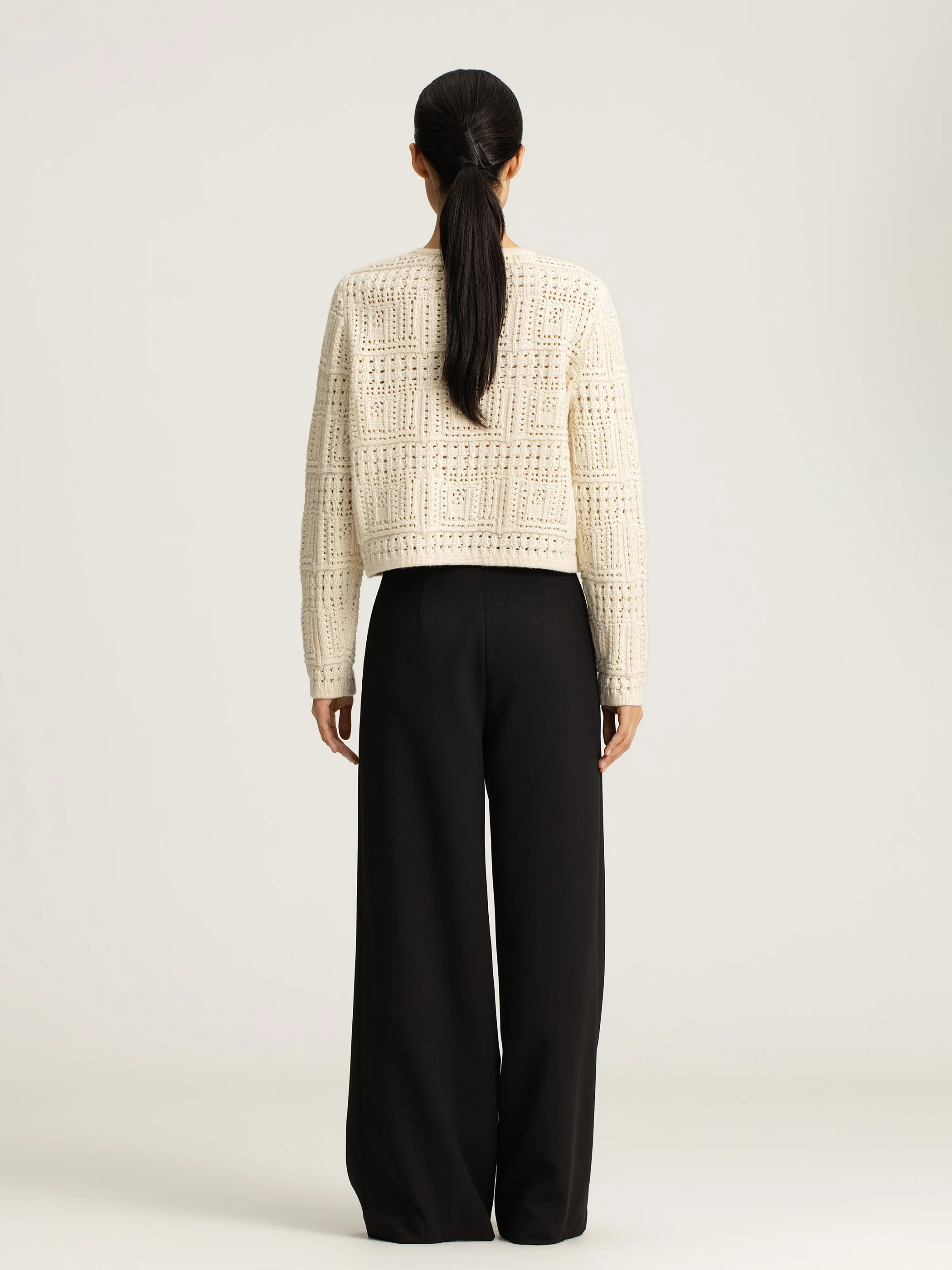 Thea Wool/Cashmere Crochet Cardigan - Image 4