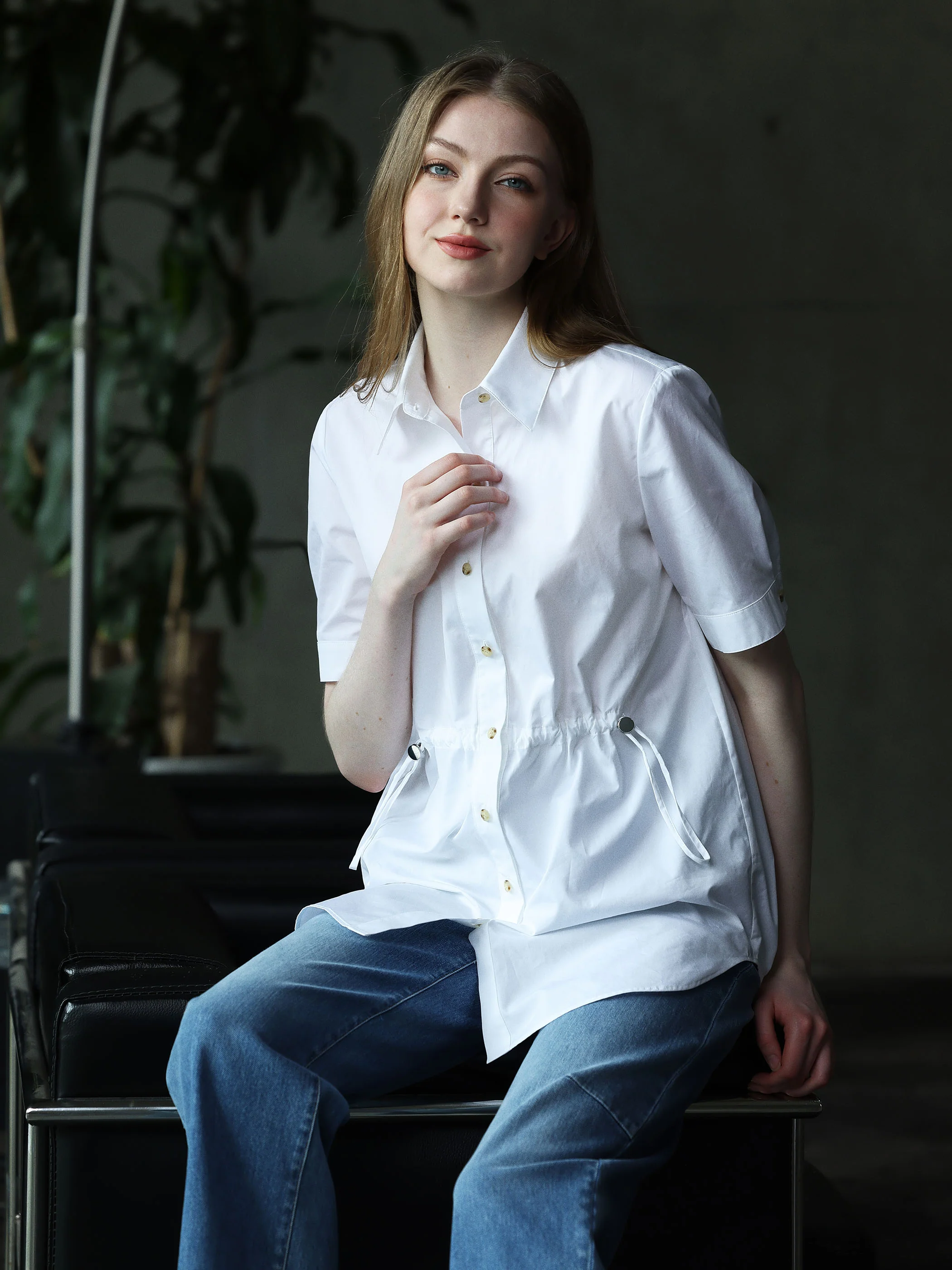 TUNIC BLOUSE W/ DRAWSTRING WAIST DETAIL - Image 3