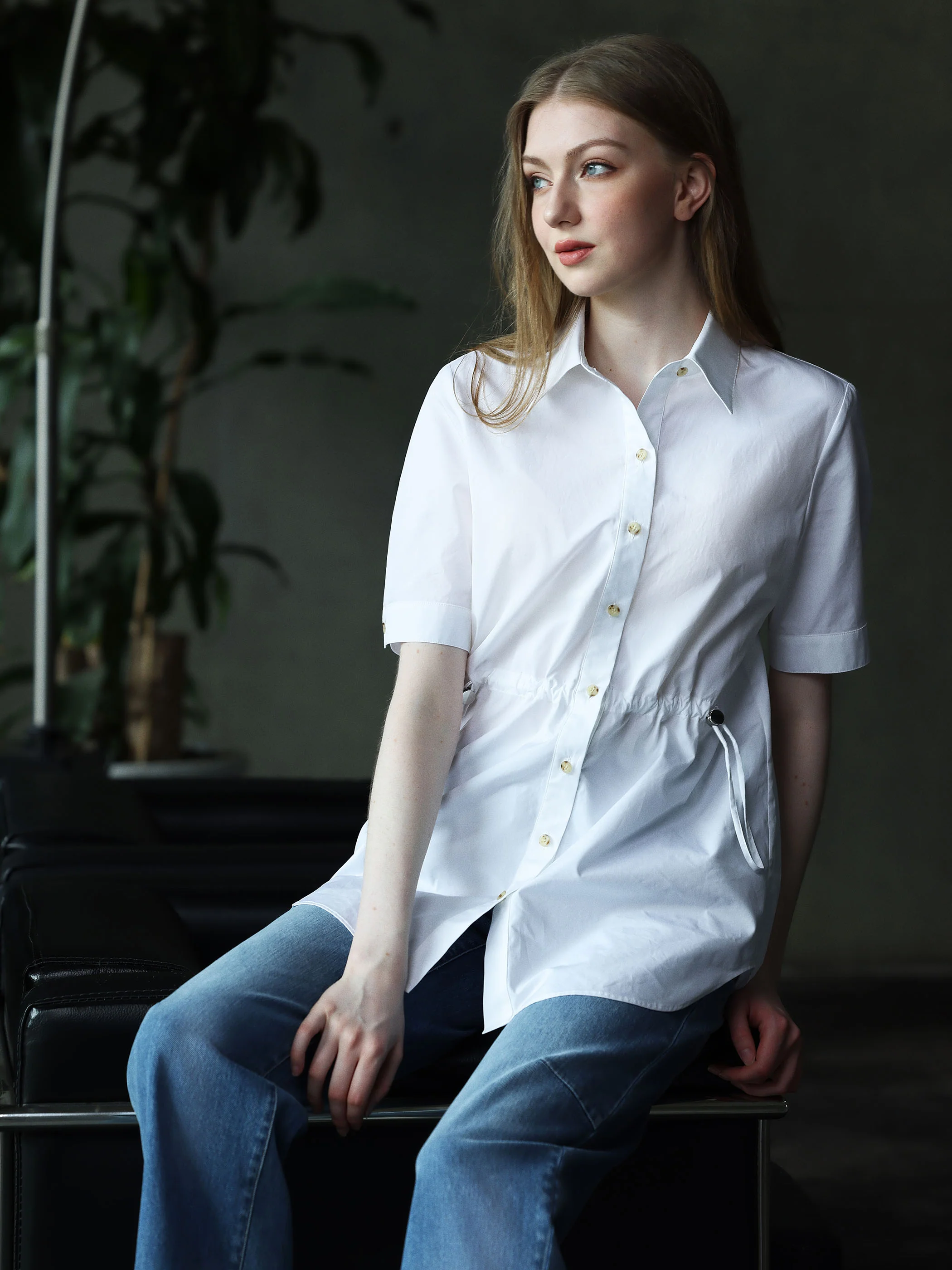 TUNIC BLOUSE W/ DRAWSTRING WAIST DETAIL - Image 4