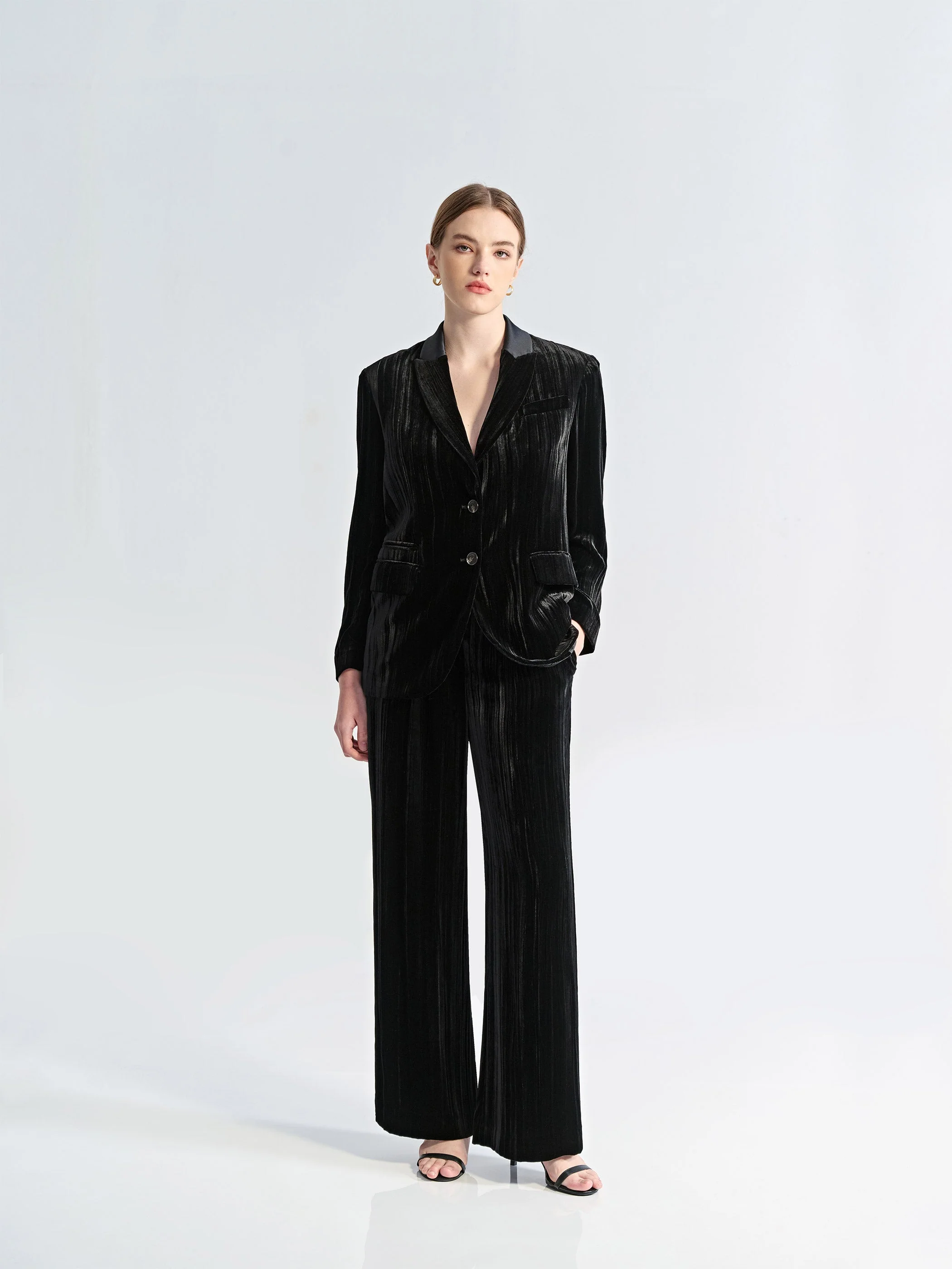 VELVET MID WAIST ELASTIC PANTS - Image 5