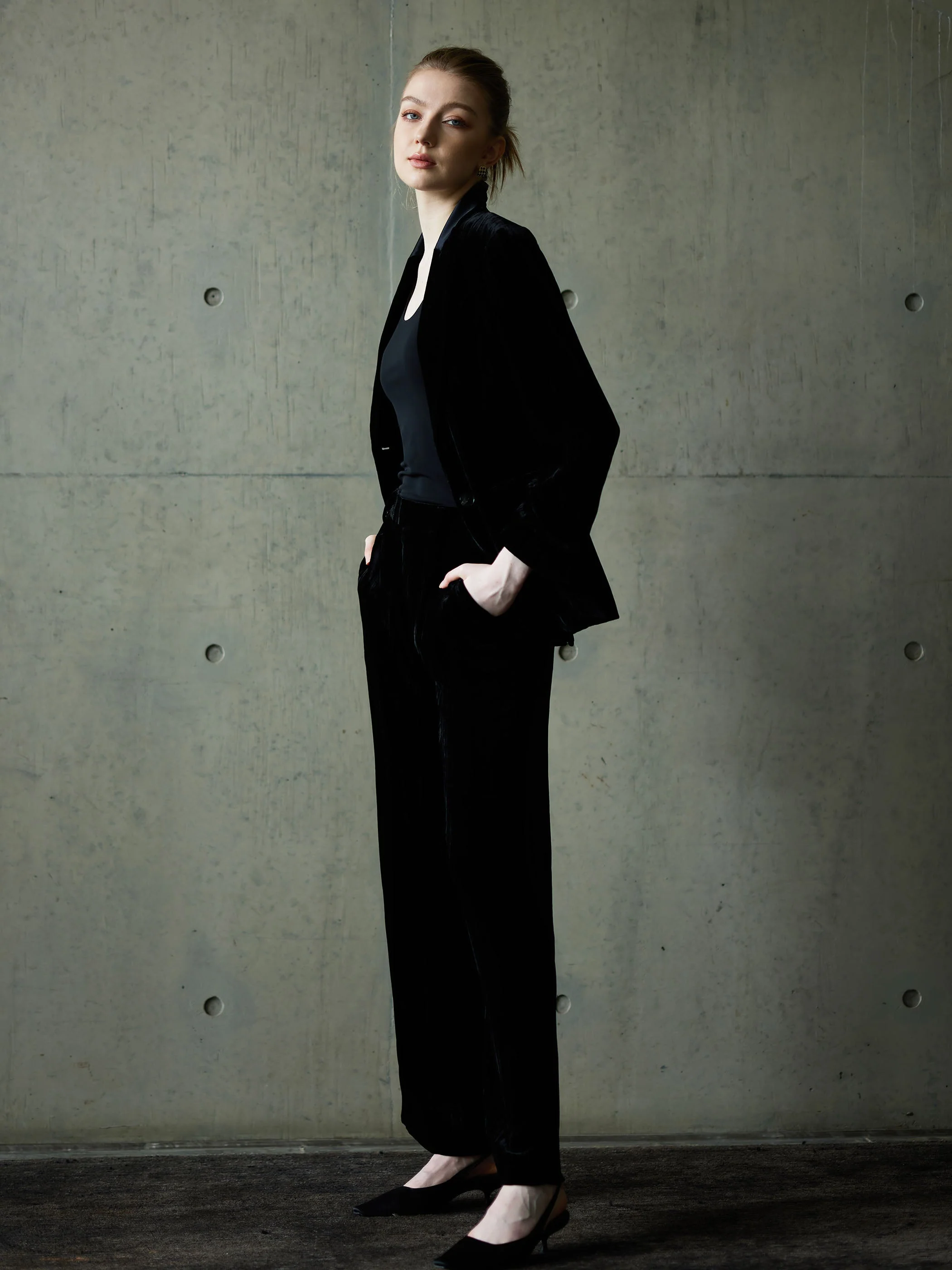 VELVET MID WAIST ELASTIC PANTS - Image 6