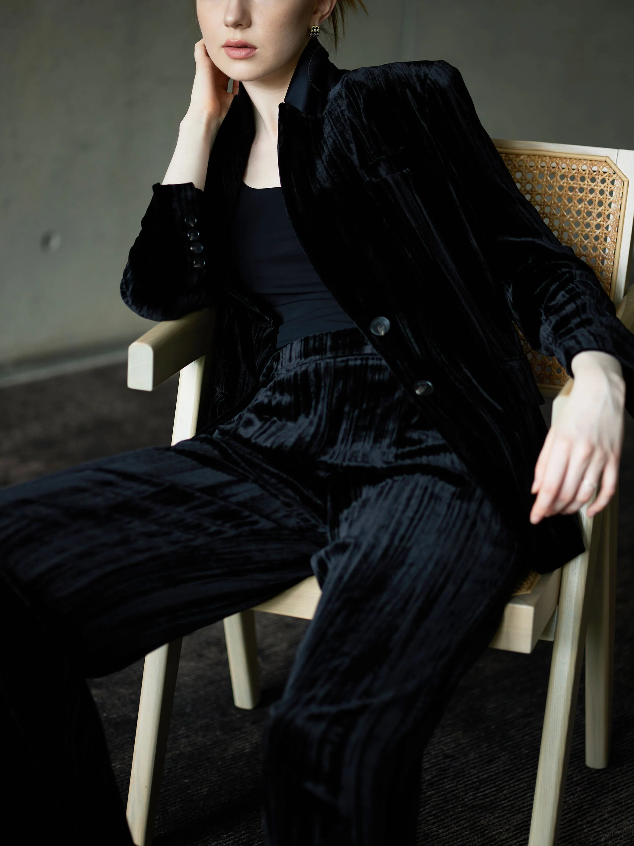 VELVET MID WAIST ELASTIC PANTS - Image 9