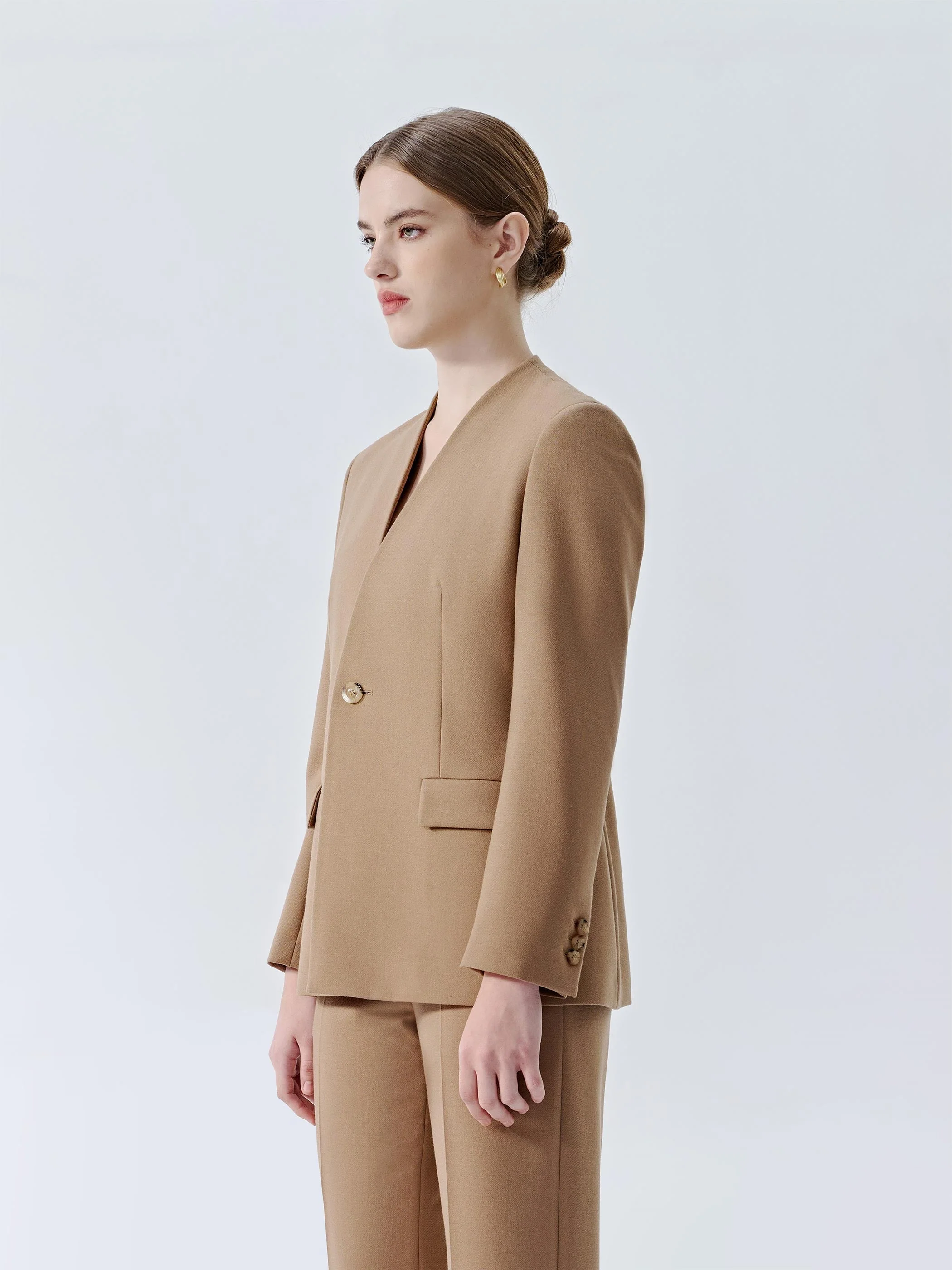 SIENNA WOOL COLLARLESS SUIT JACKET - Image 9