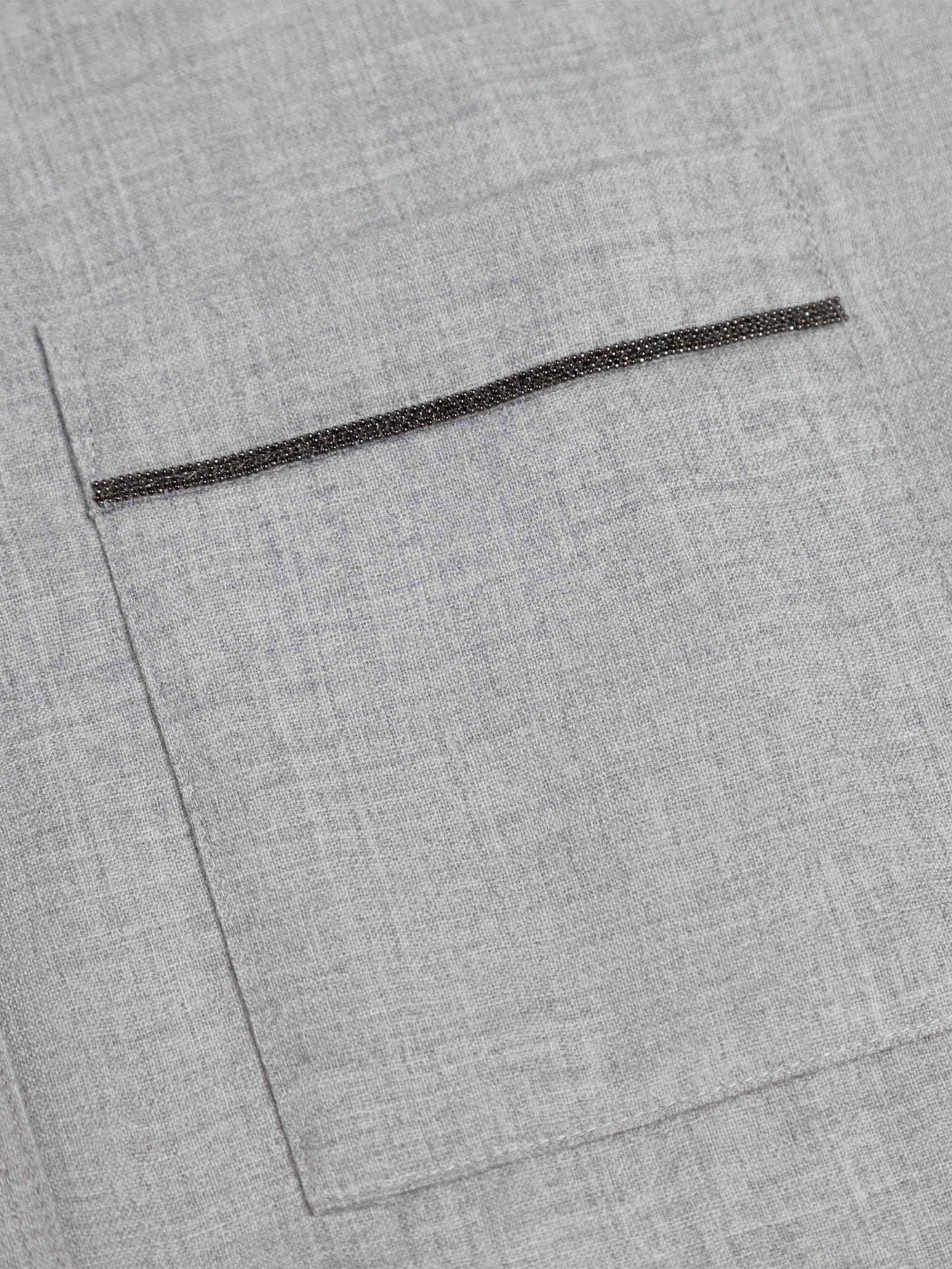 WOOL LONG SLEEVE BUTTON DOWN BLOUSE W/ TRIM DETAIL - Image 12