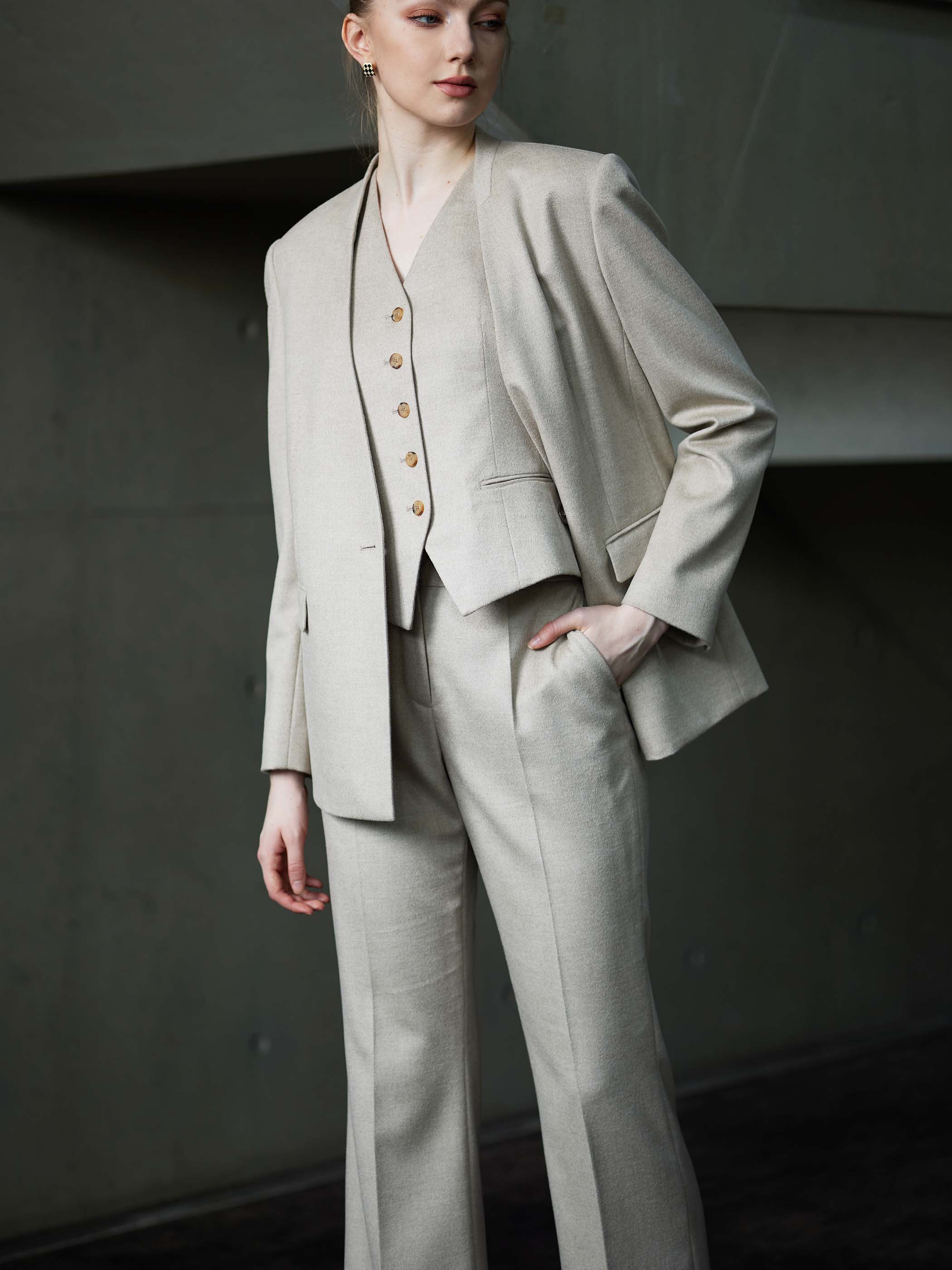 WOOL STRAIGHT LEG SUIT PANTS - Image 8