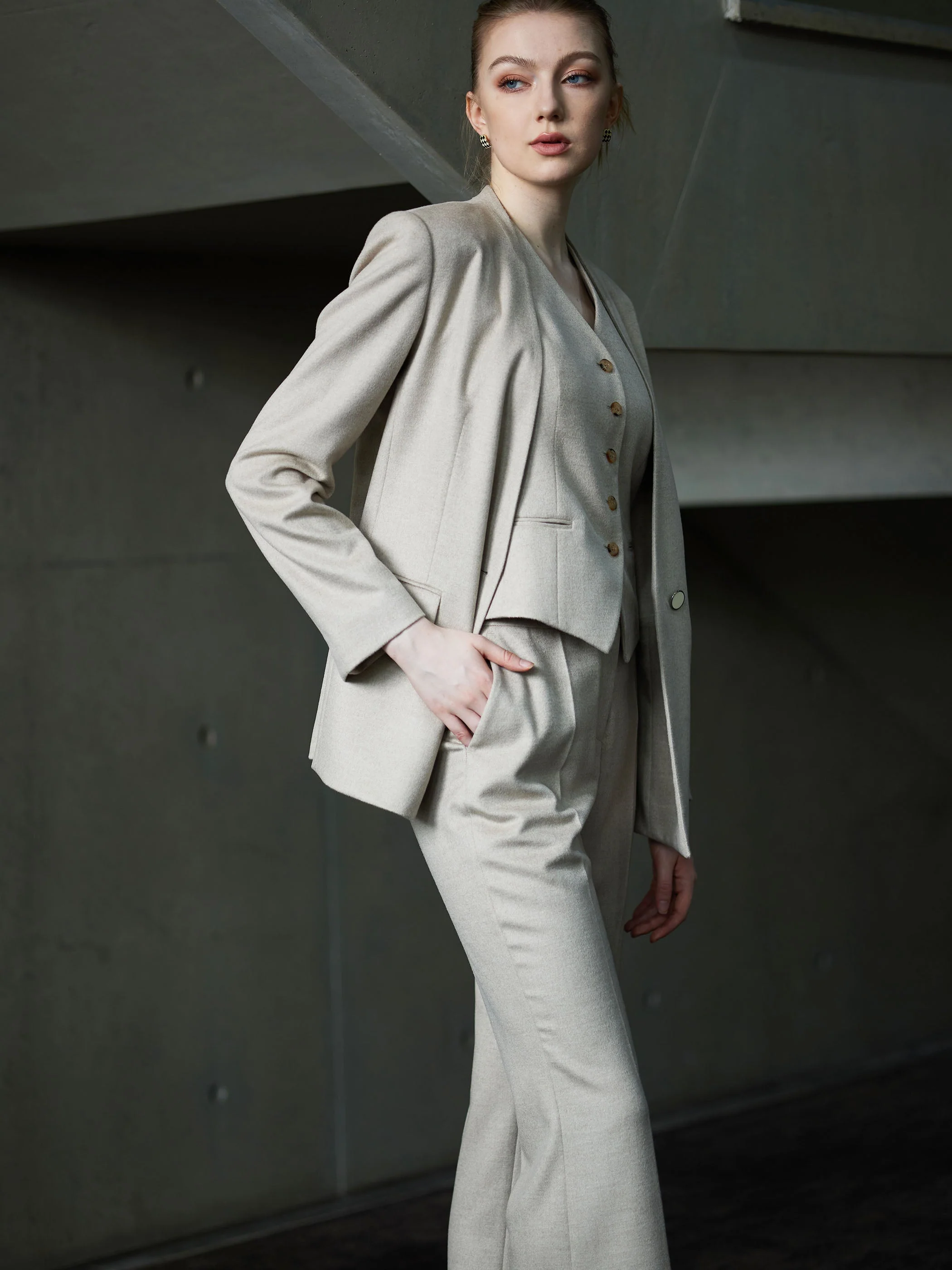 WOOL STRAIGHT LEG SUIT PANTS - Image 9